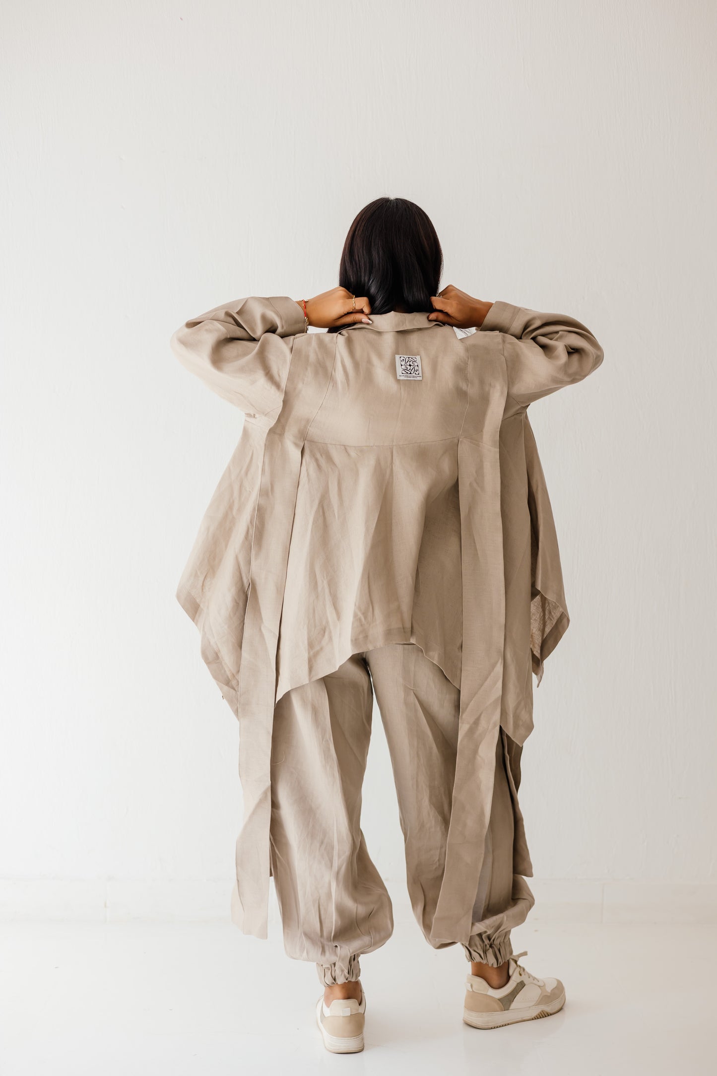 Short Double Collar Kimono In Cafe