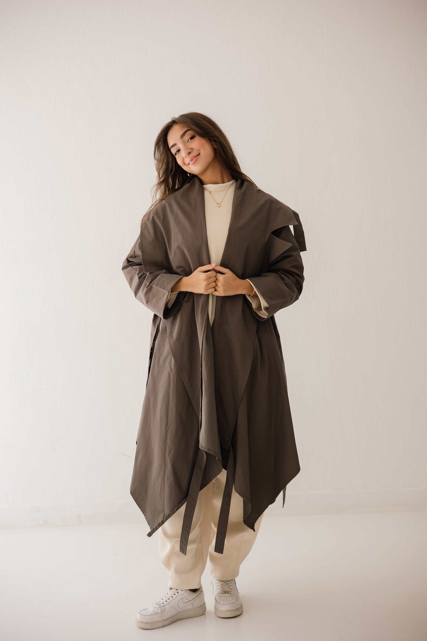 High-low Trench Coat In Griesh
