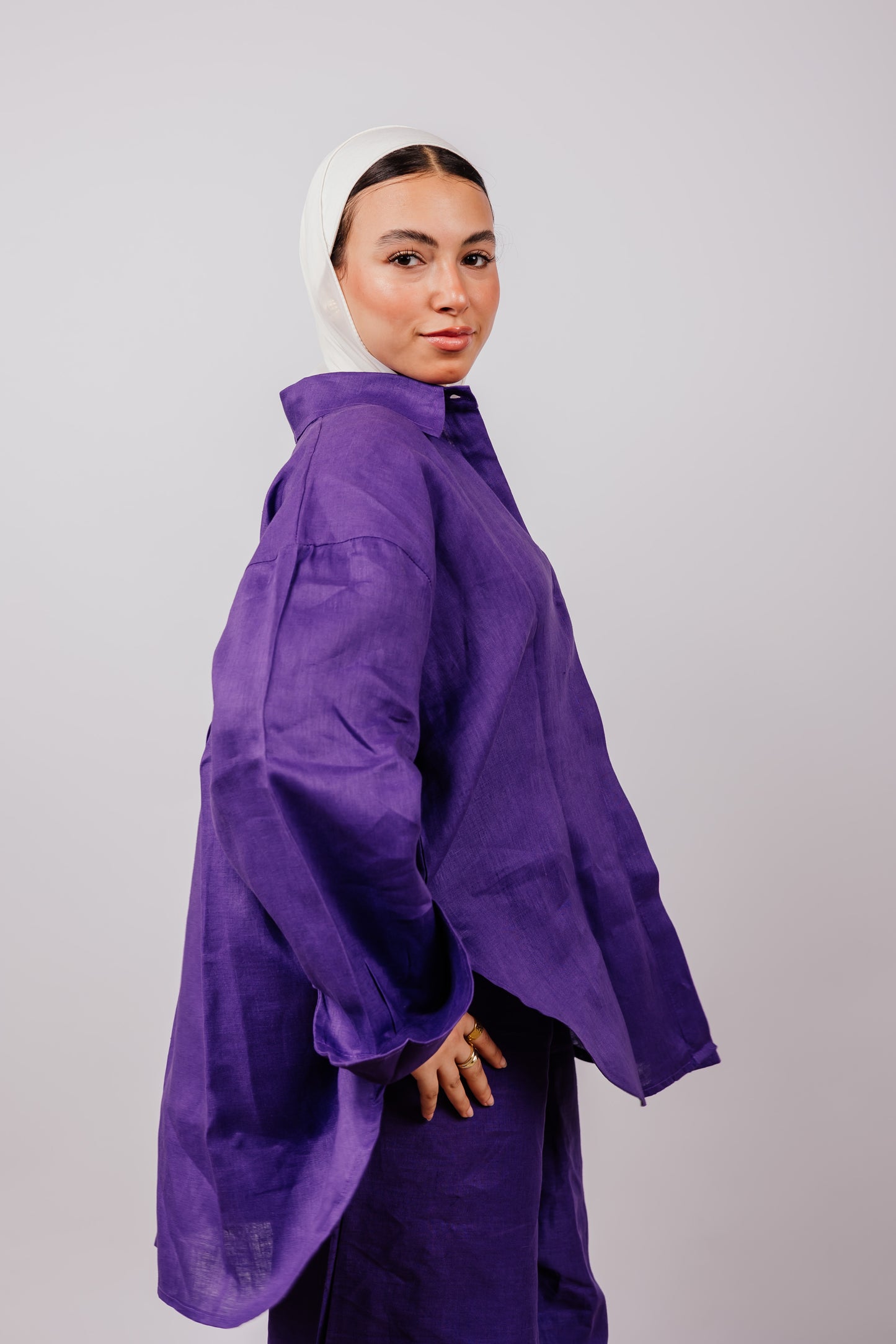 Daily Linen Shirt In Purple