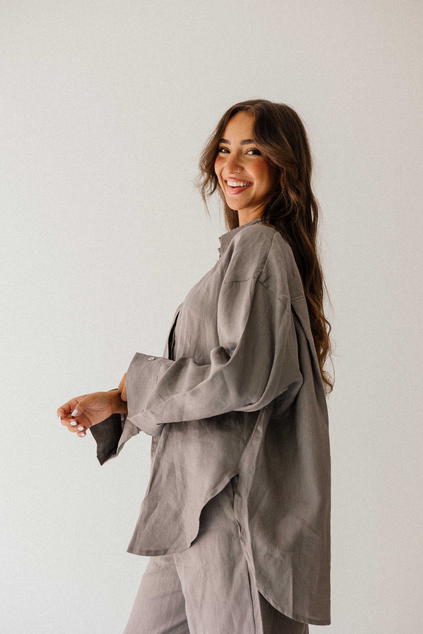 Daily Linen Shirt In Grey