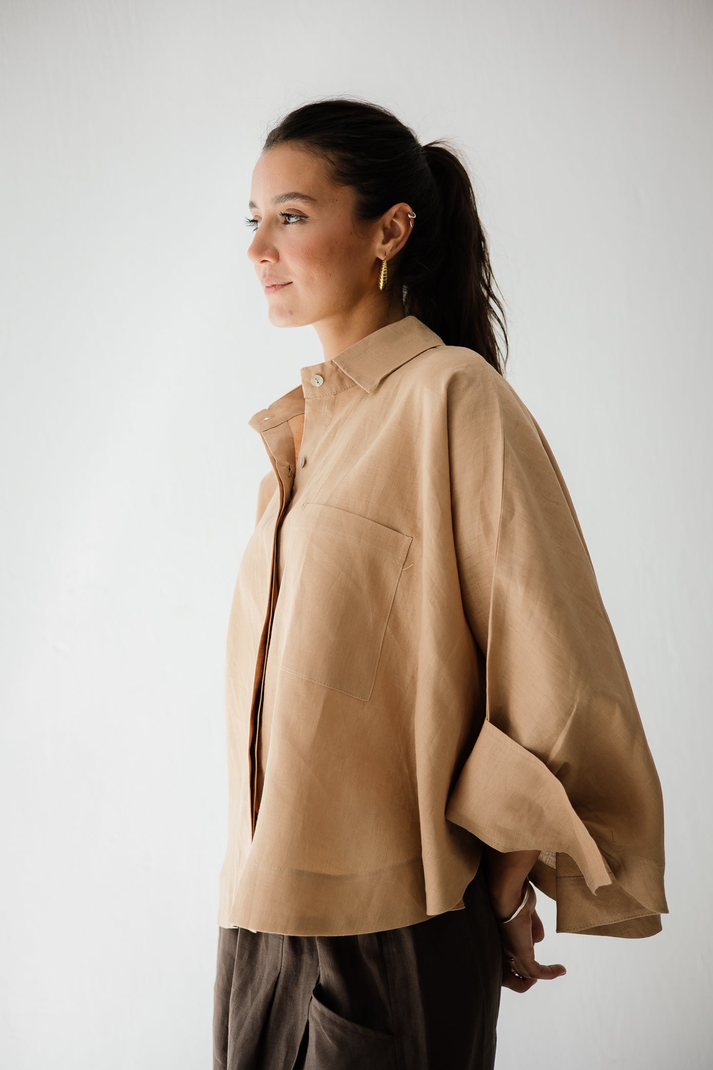 Butterfly Shirt In Light Camel