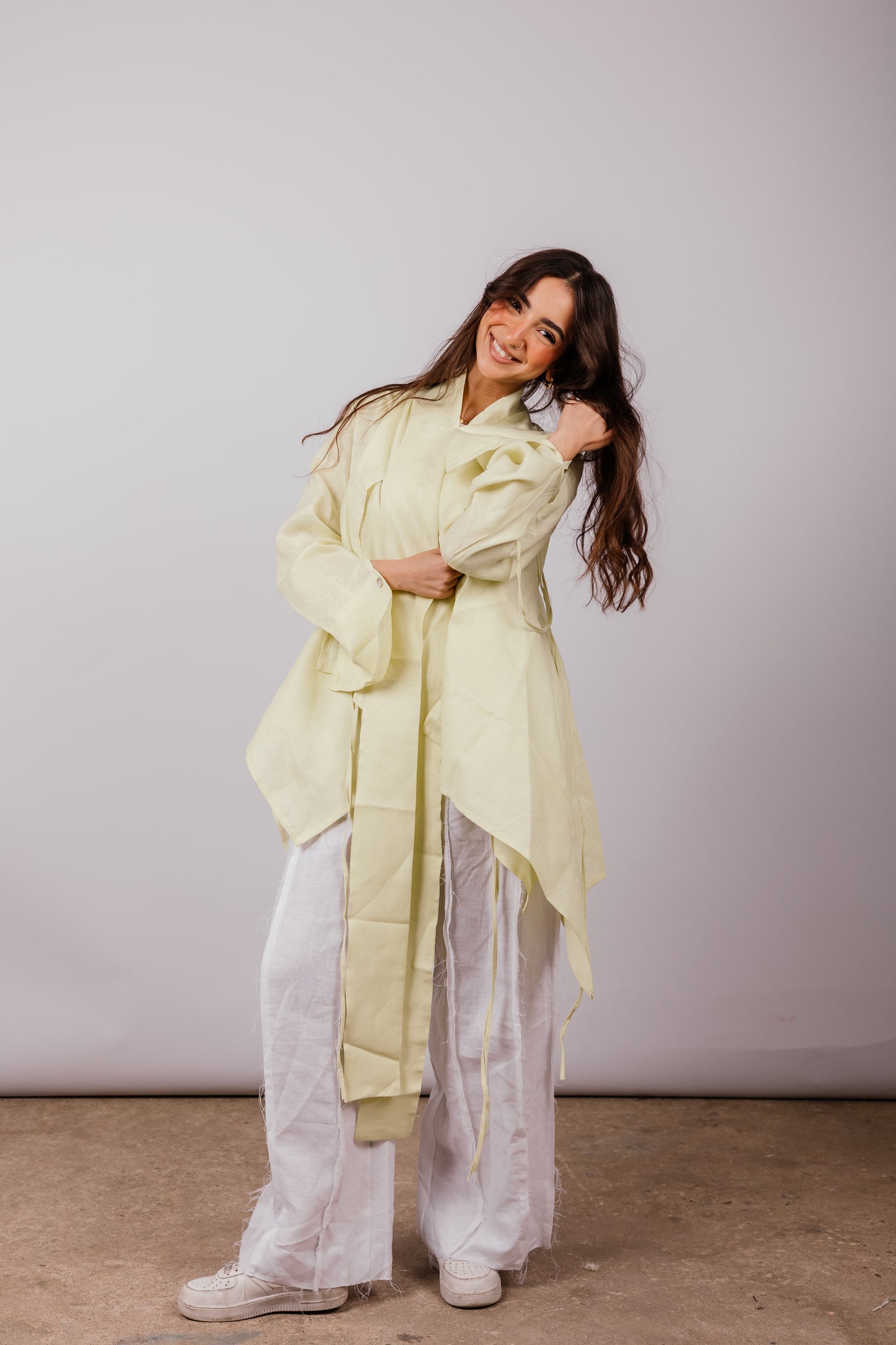 Double Collar With Fringes In Butter-lemon