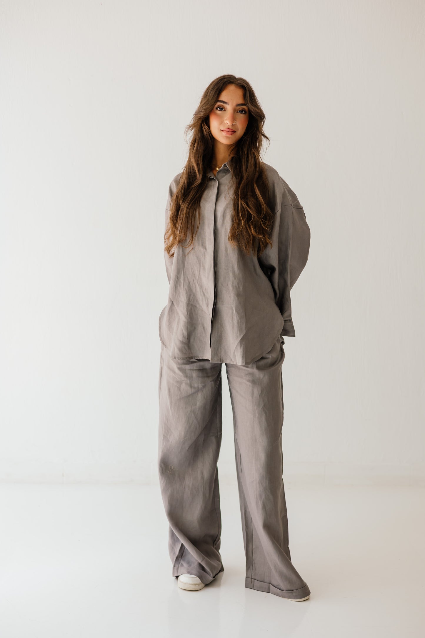 Daily Linen Shirt In Grey