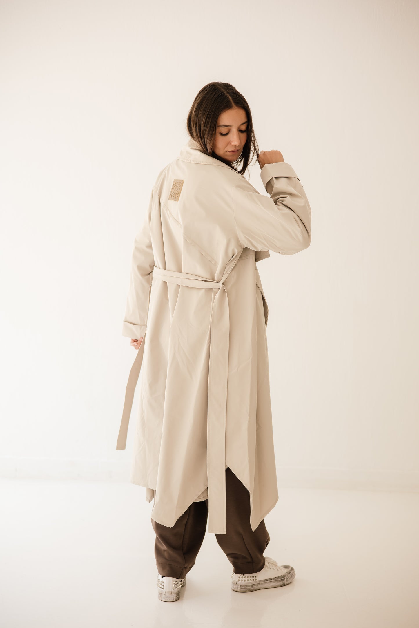 High-Low Trench Coat In Cafe
