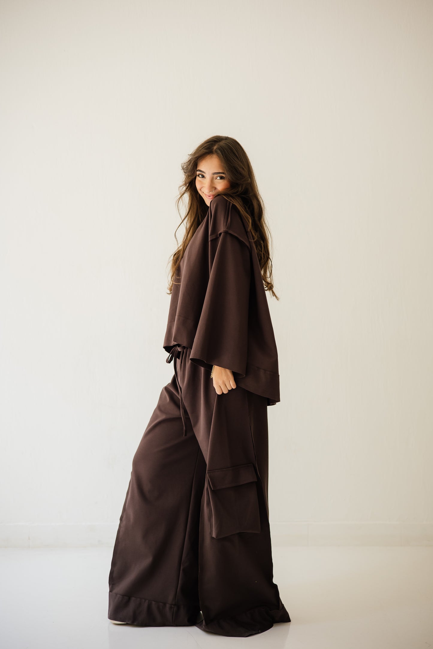Pocket Cotton Set In Brown