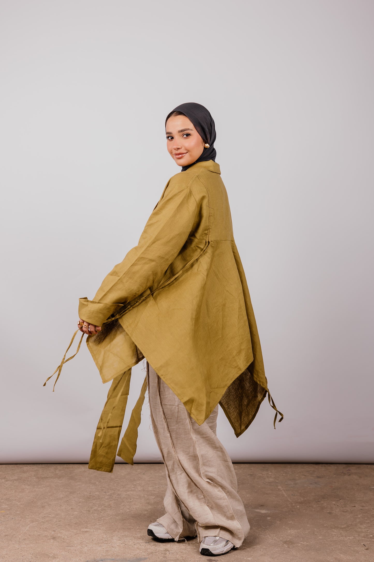 Double Collar With Fringes In Dark-limegreen