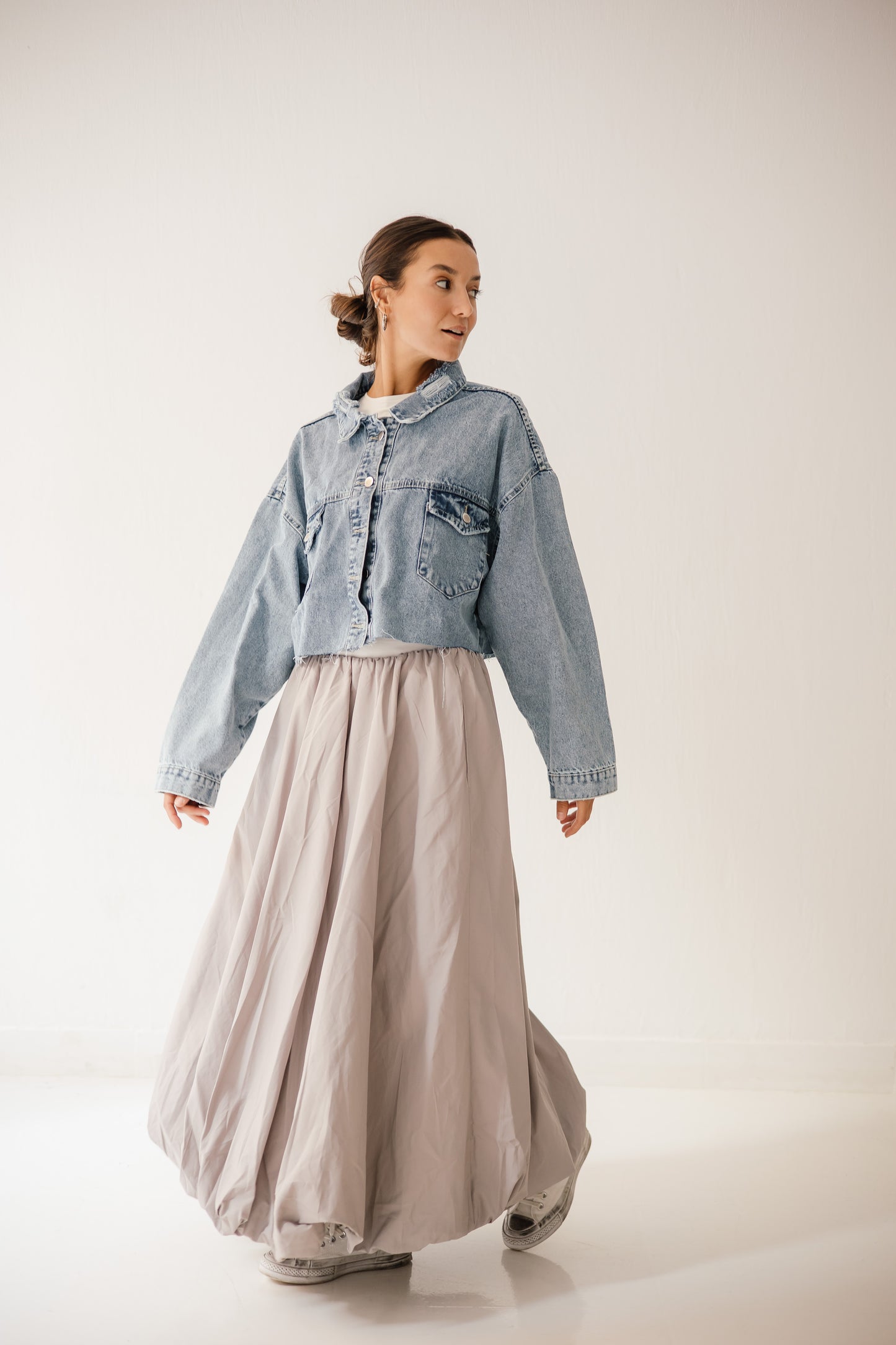 Balloon Skirt in Light-grey