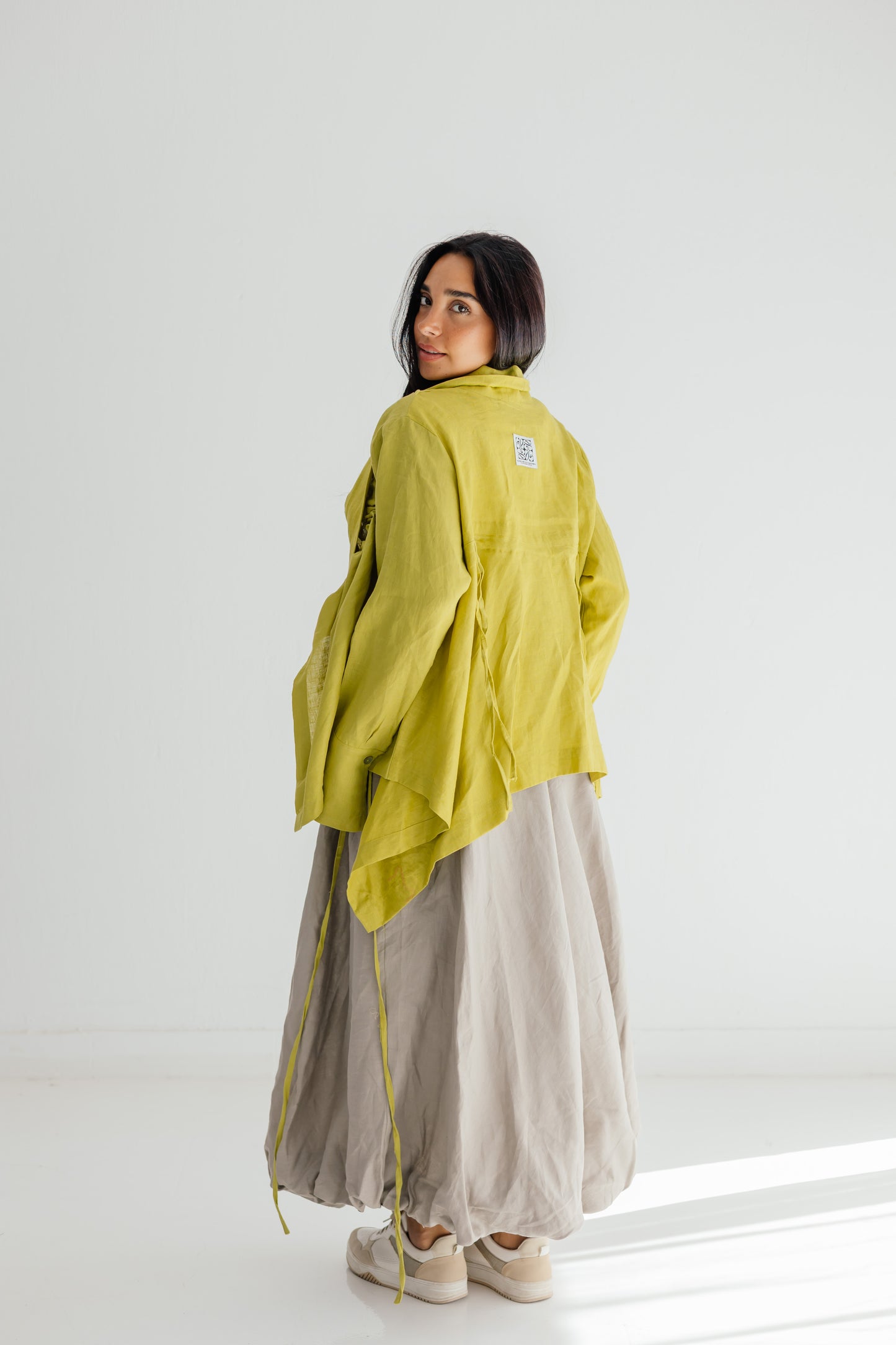 Elastic Kimono In Lime-green