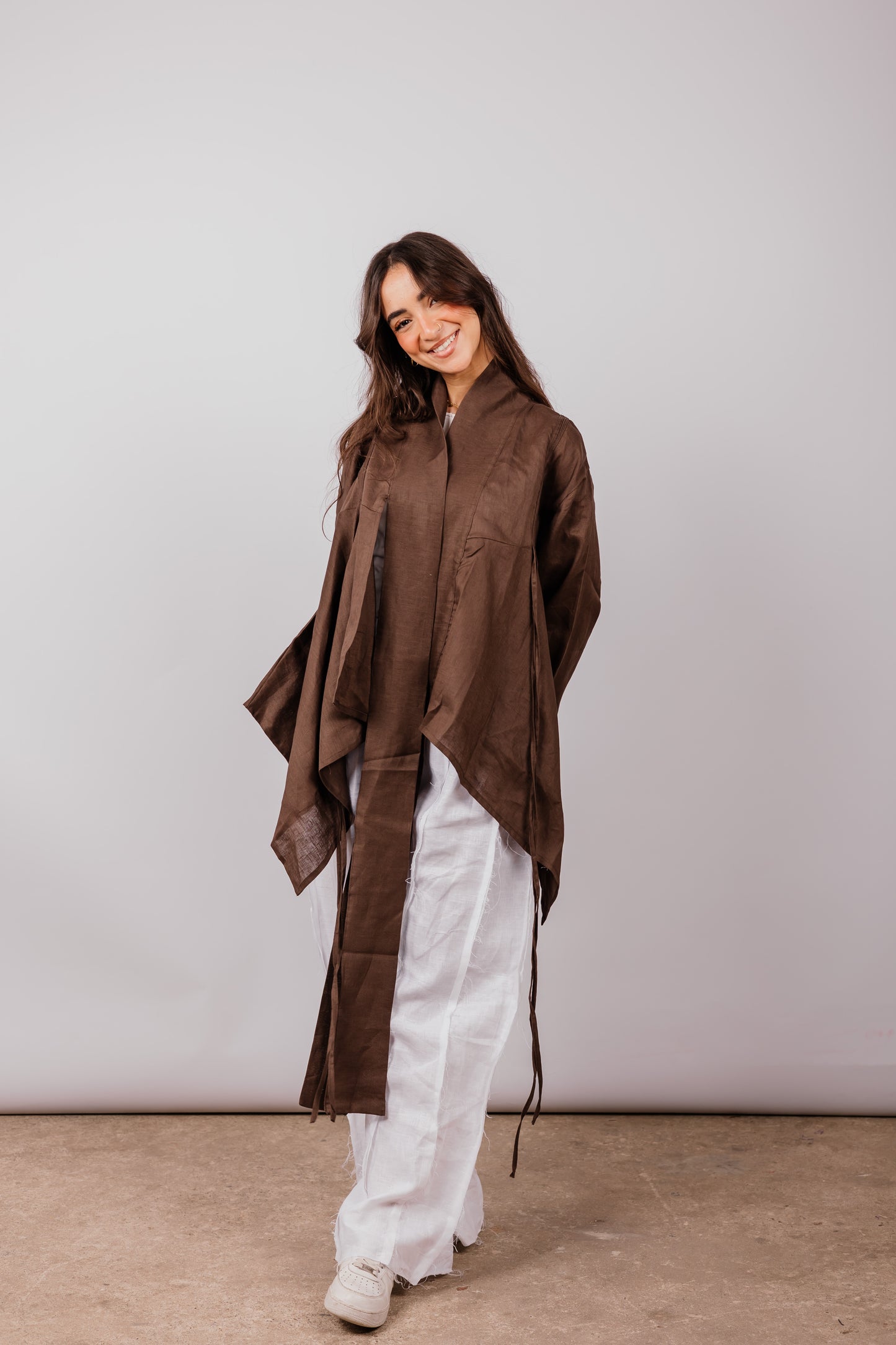Double Collar with Fringes In Brown