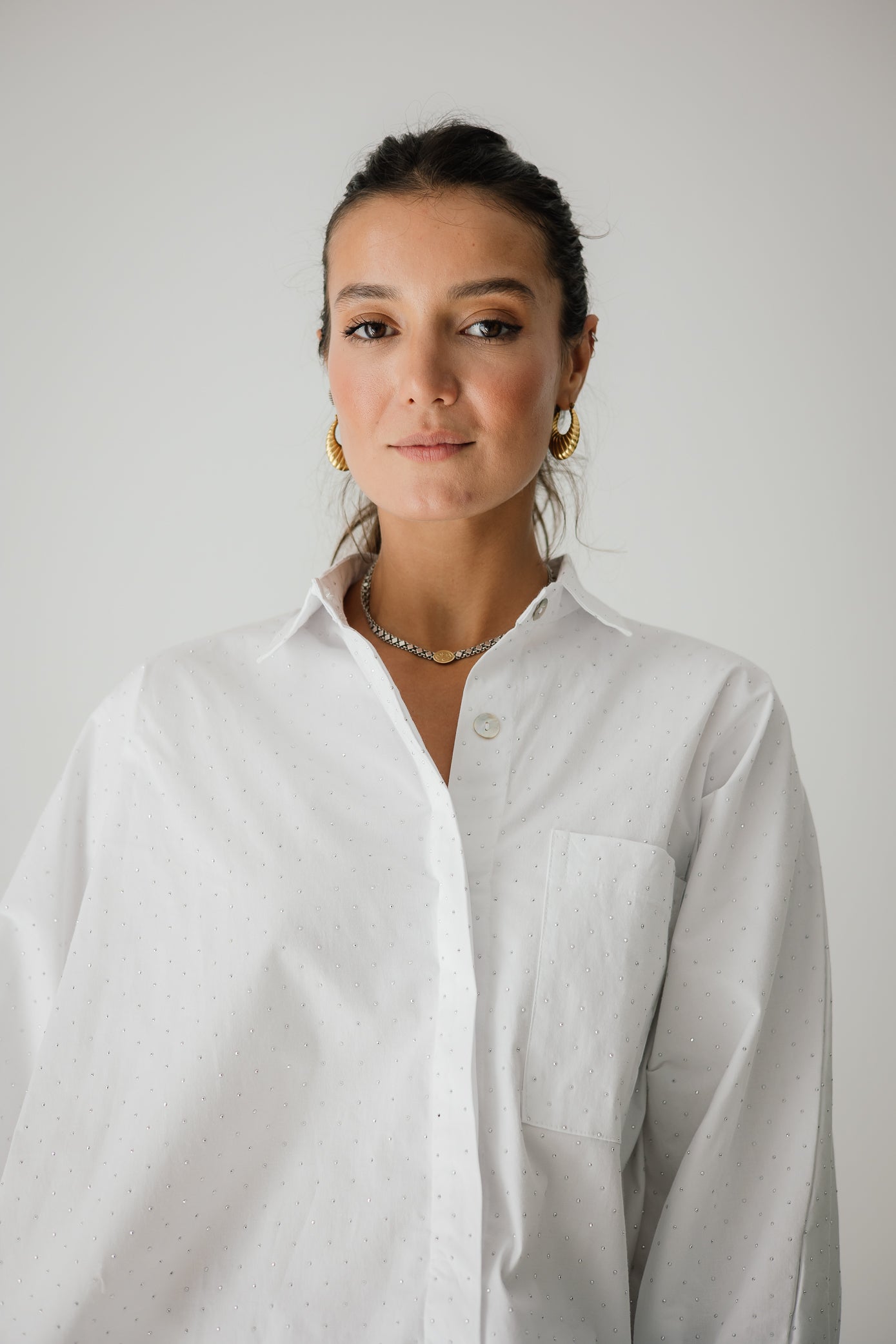 Studding Butterfly Shirt In White
