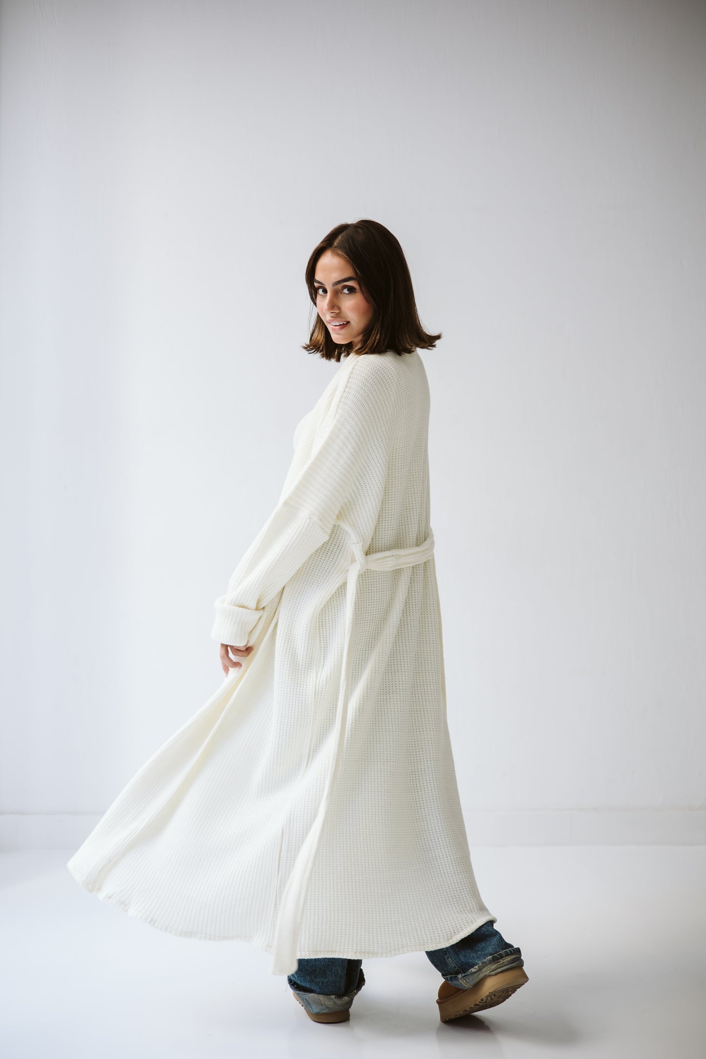 Knitted love cardigan in white