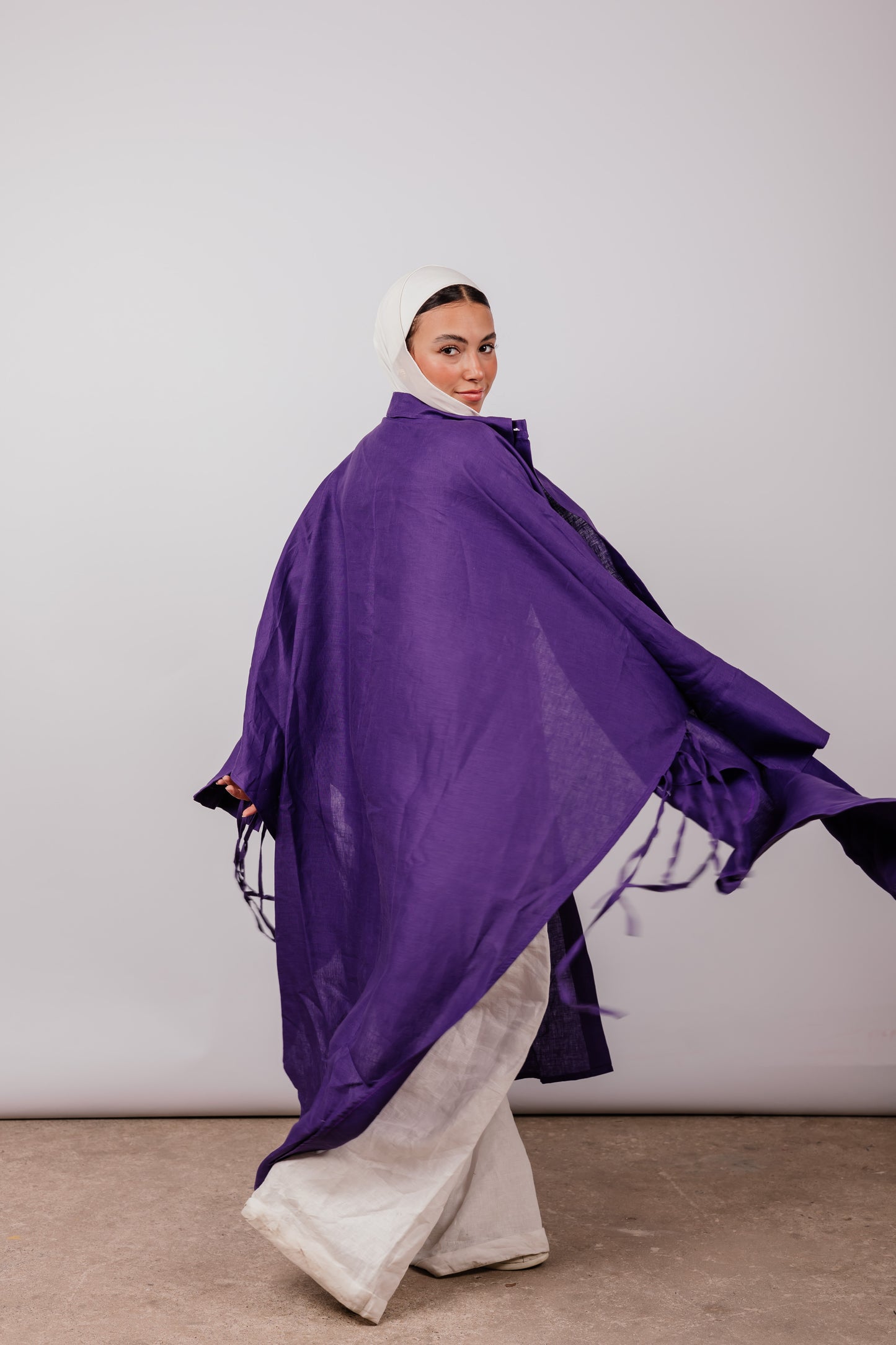 Long Fringes Shirt In Purple