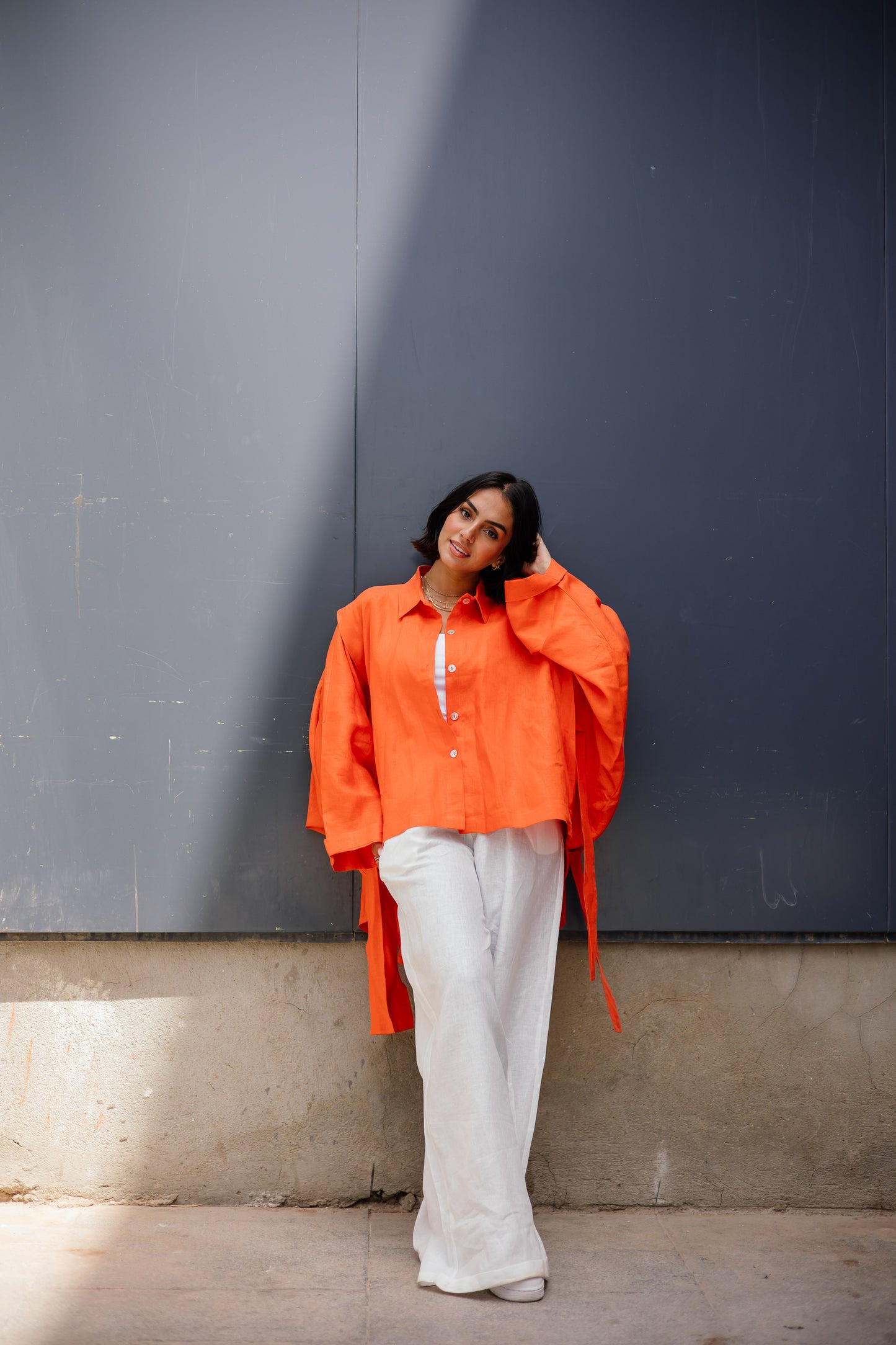 Double Shoulder Shirt In Orange