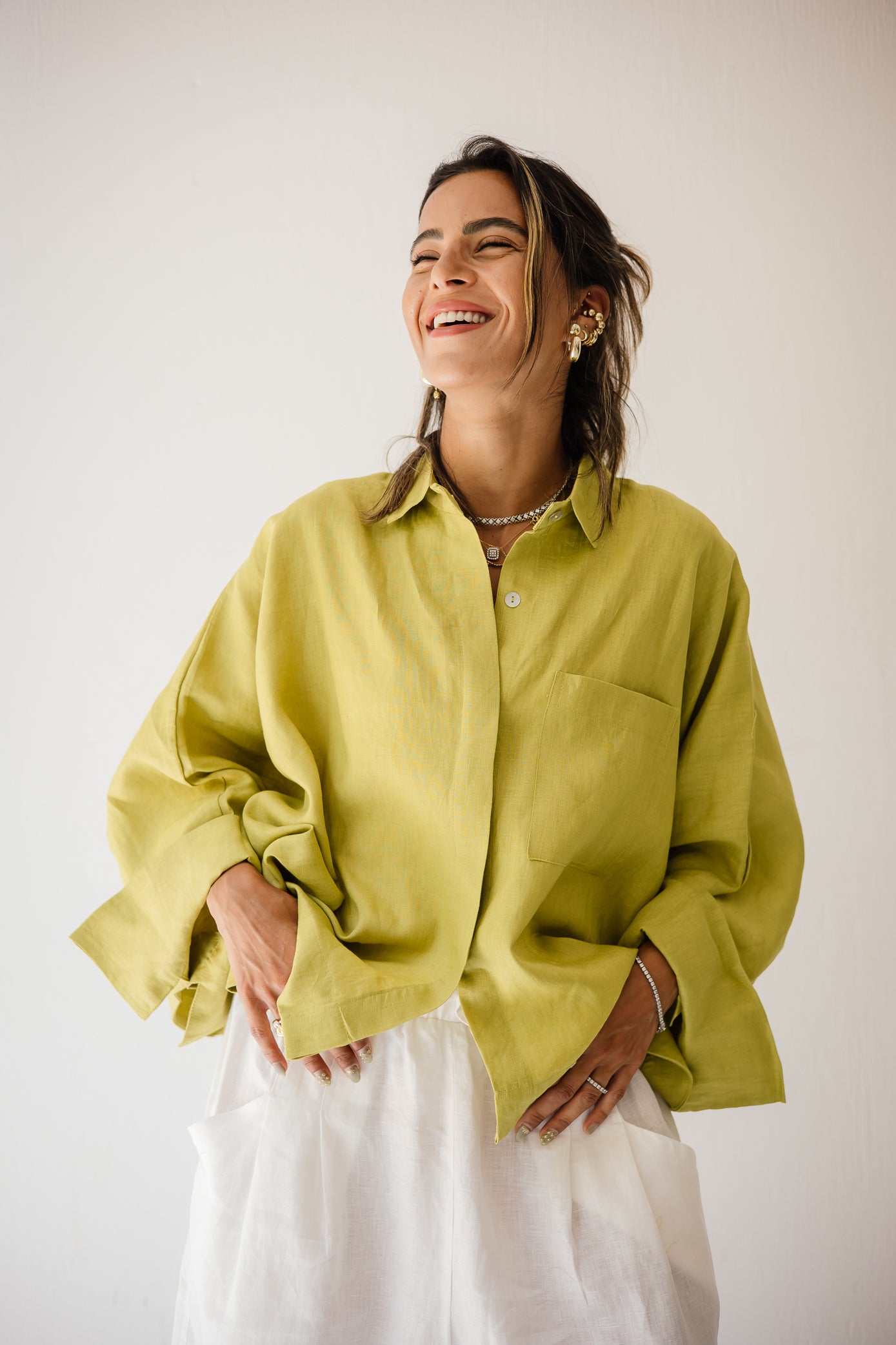 Butterfly Shirt In Lime-green