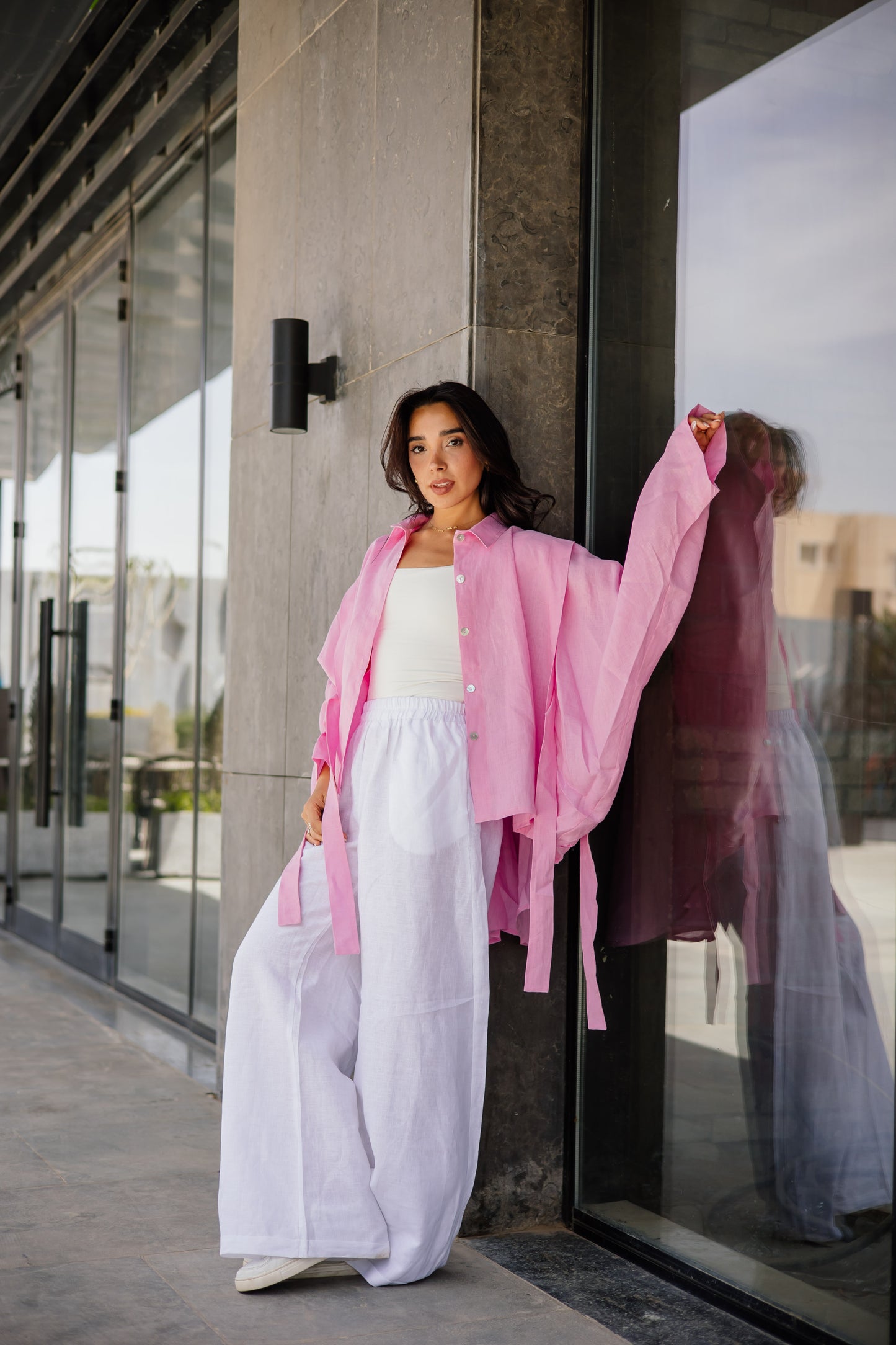 Double Shoulder Shirt In Pink