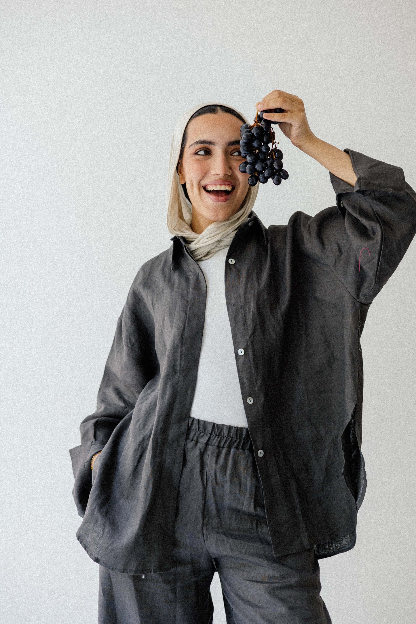 Daily Linen Shirt In Dark-grey