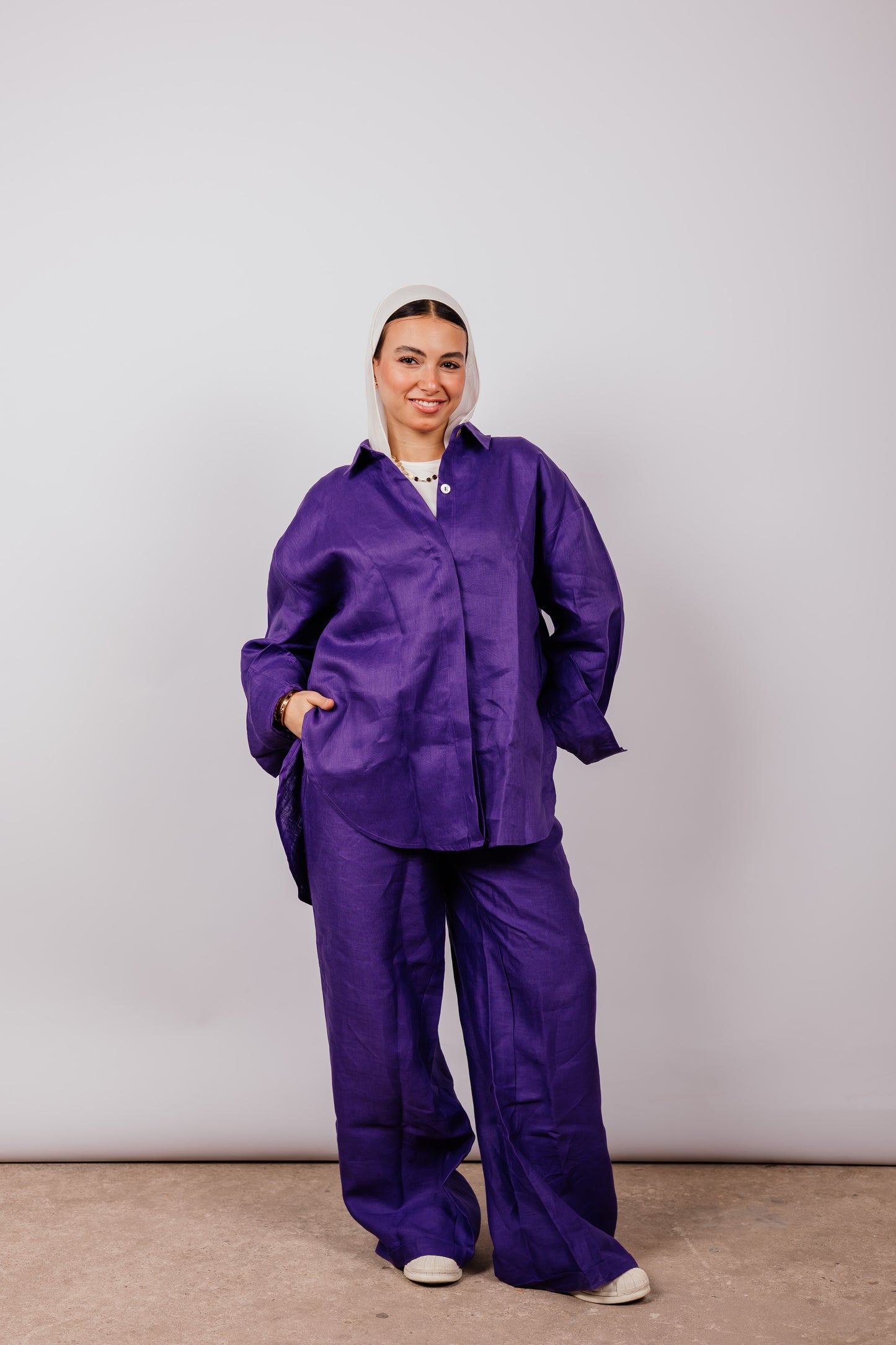 Daily Linen Shirt In Purple