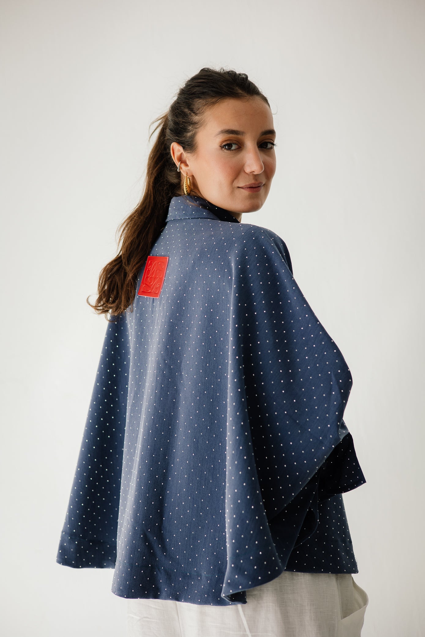 Studding Butterfly Shirt In Dark-blue