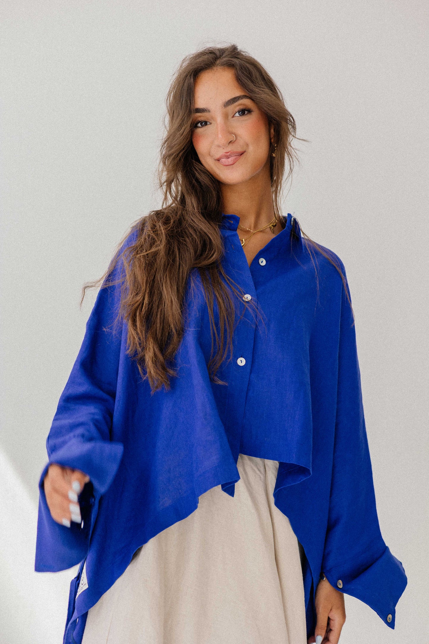 Fringes shirt in royal-blue