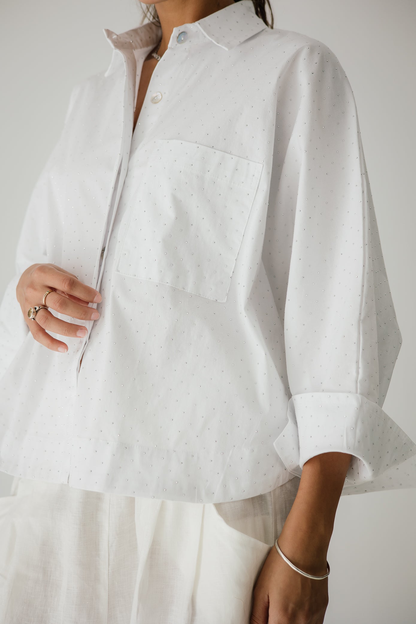 Studding Butterfly Shirt In White