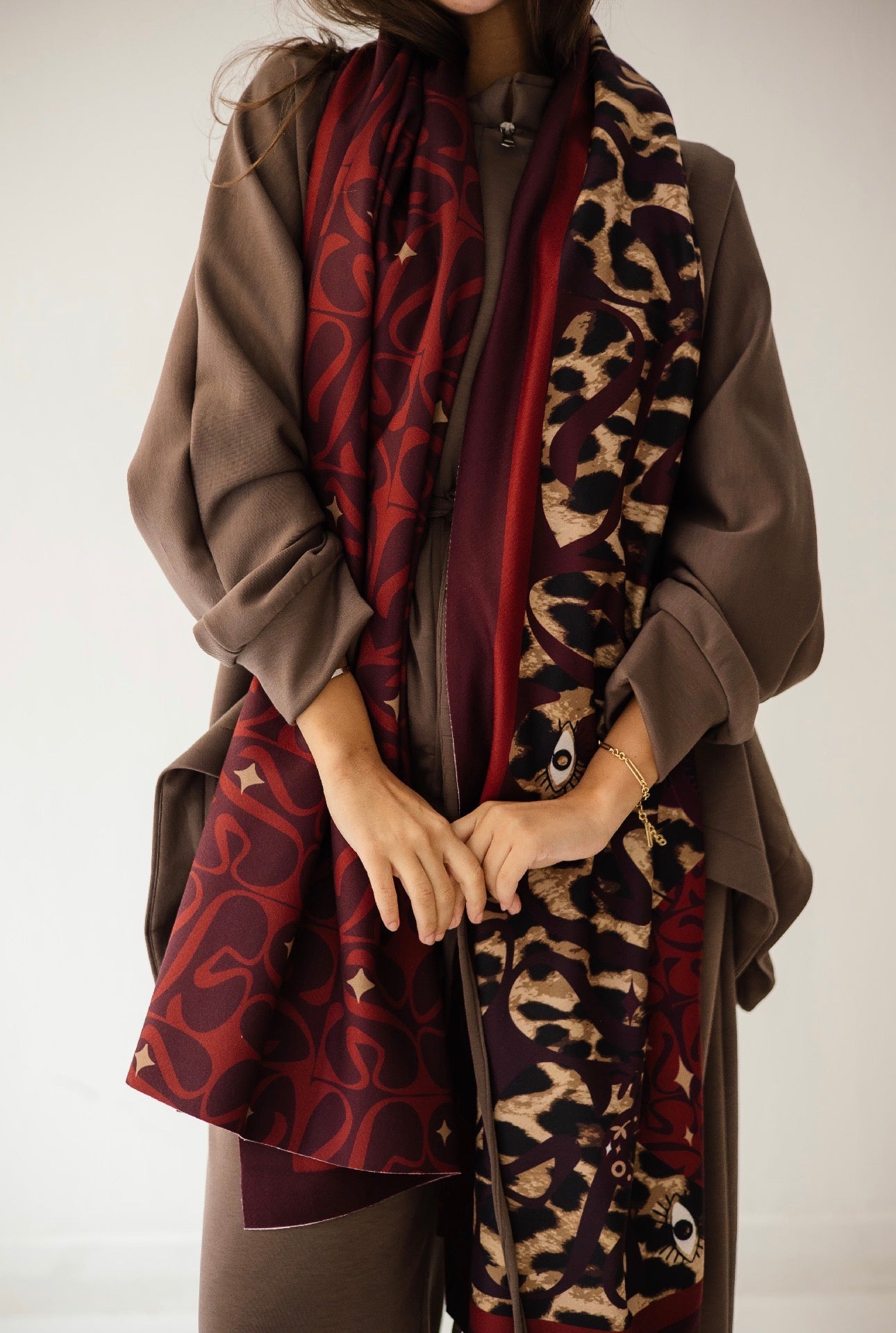 Long Leopard Velvet Scarf