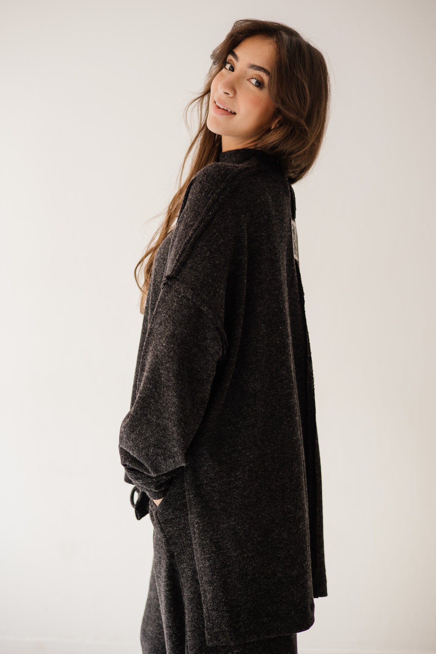 Unfinished Wool Set In Dark-grey