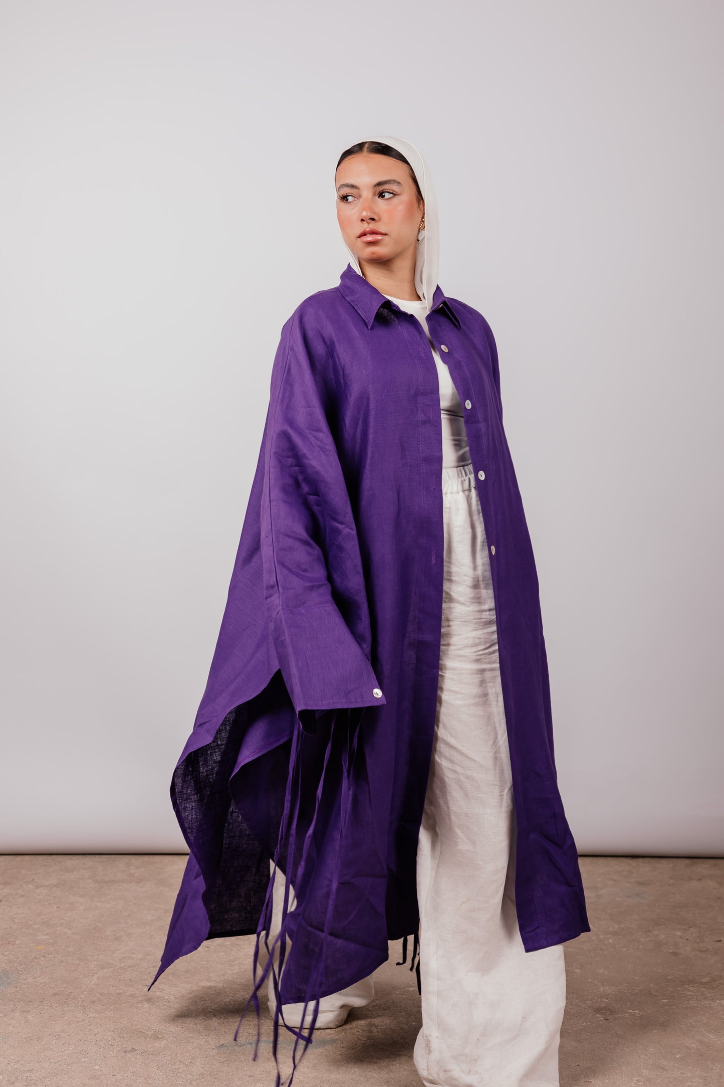 Long Fringes Shirt In Purple