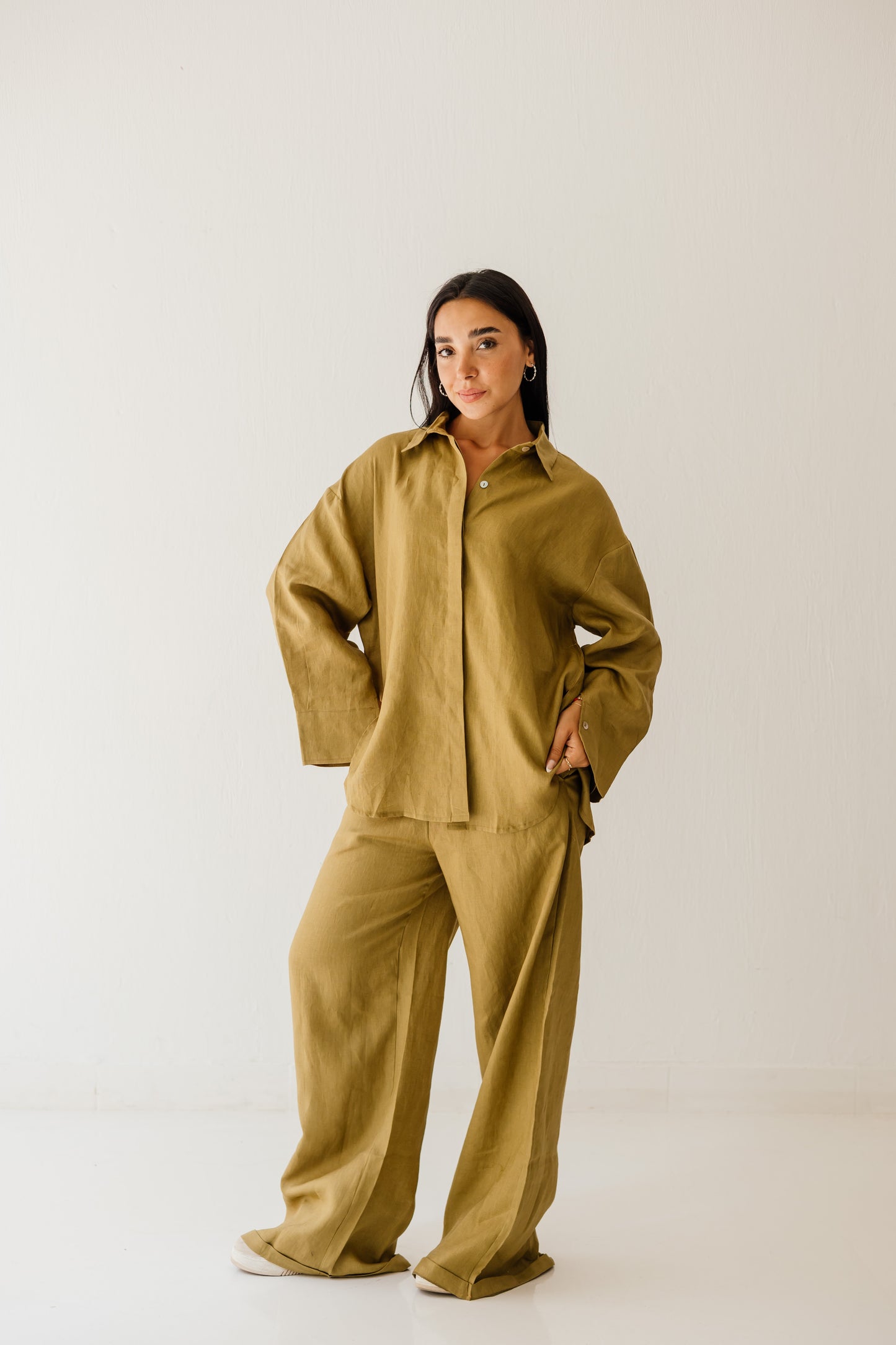 Basic Pant In Dark-limegreen