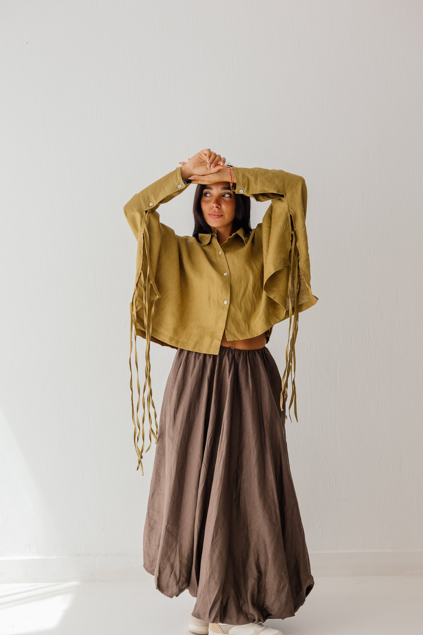 Fringes Shirt In Dark-limegreen