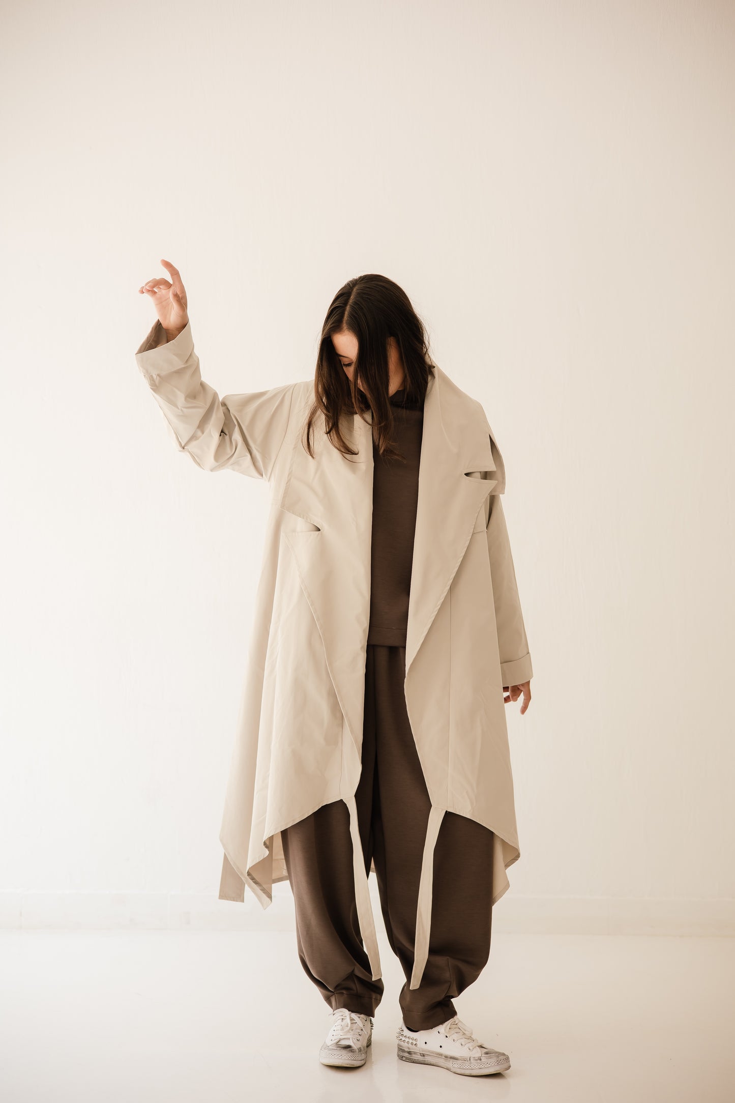 High-Low Trench Coat In Cafe