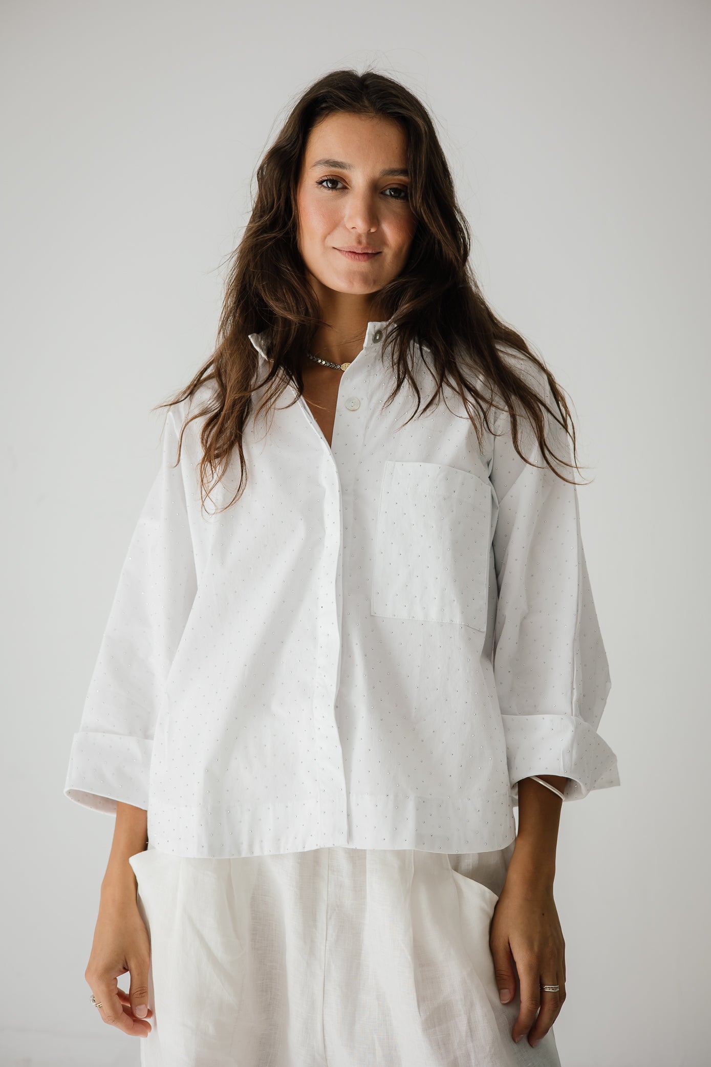Studding Butterfly Shirt In White