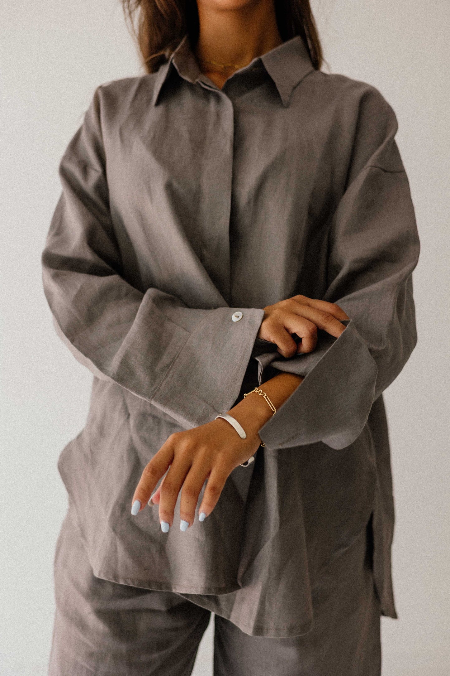 Daily Linen Shirt In Grey