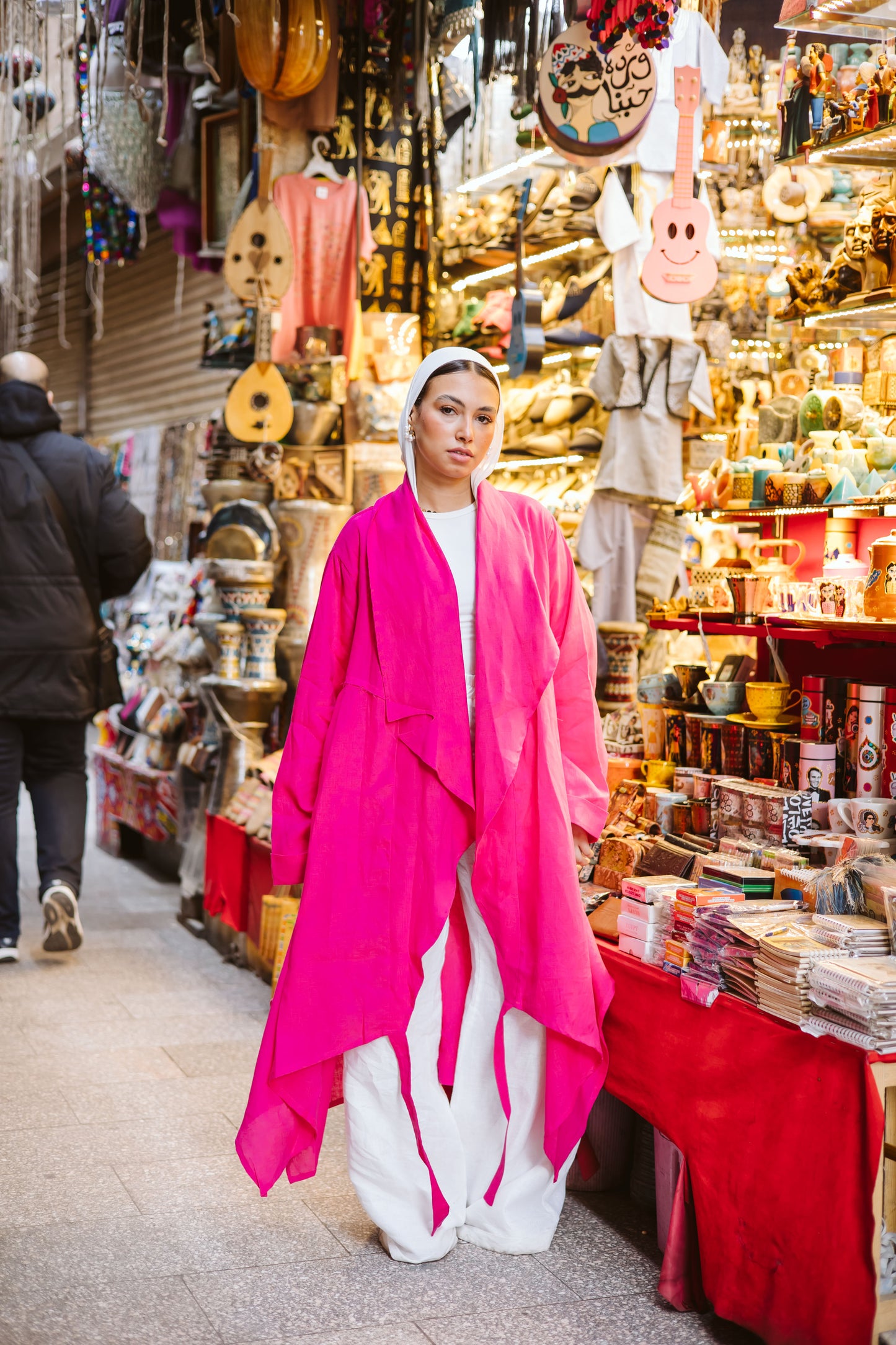 High-low Kimono In Fuchsia