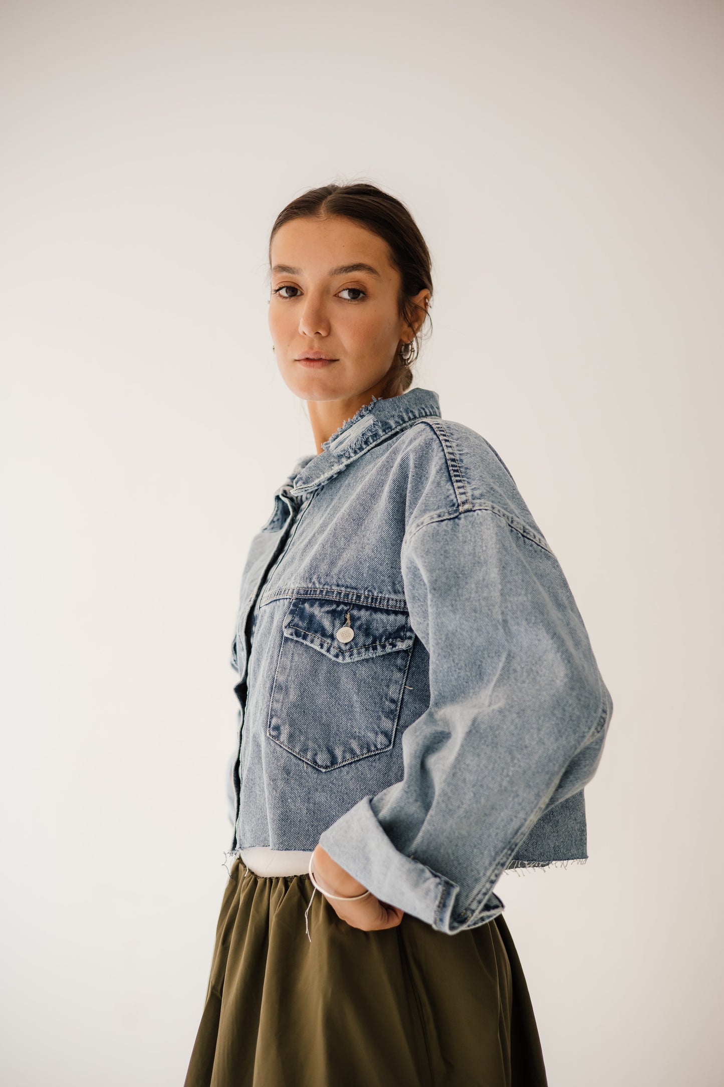 Cropped denim jacket