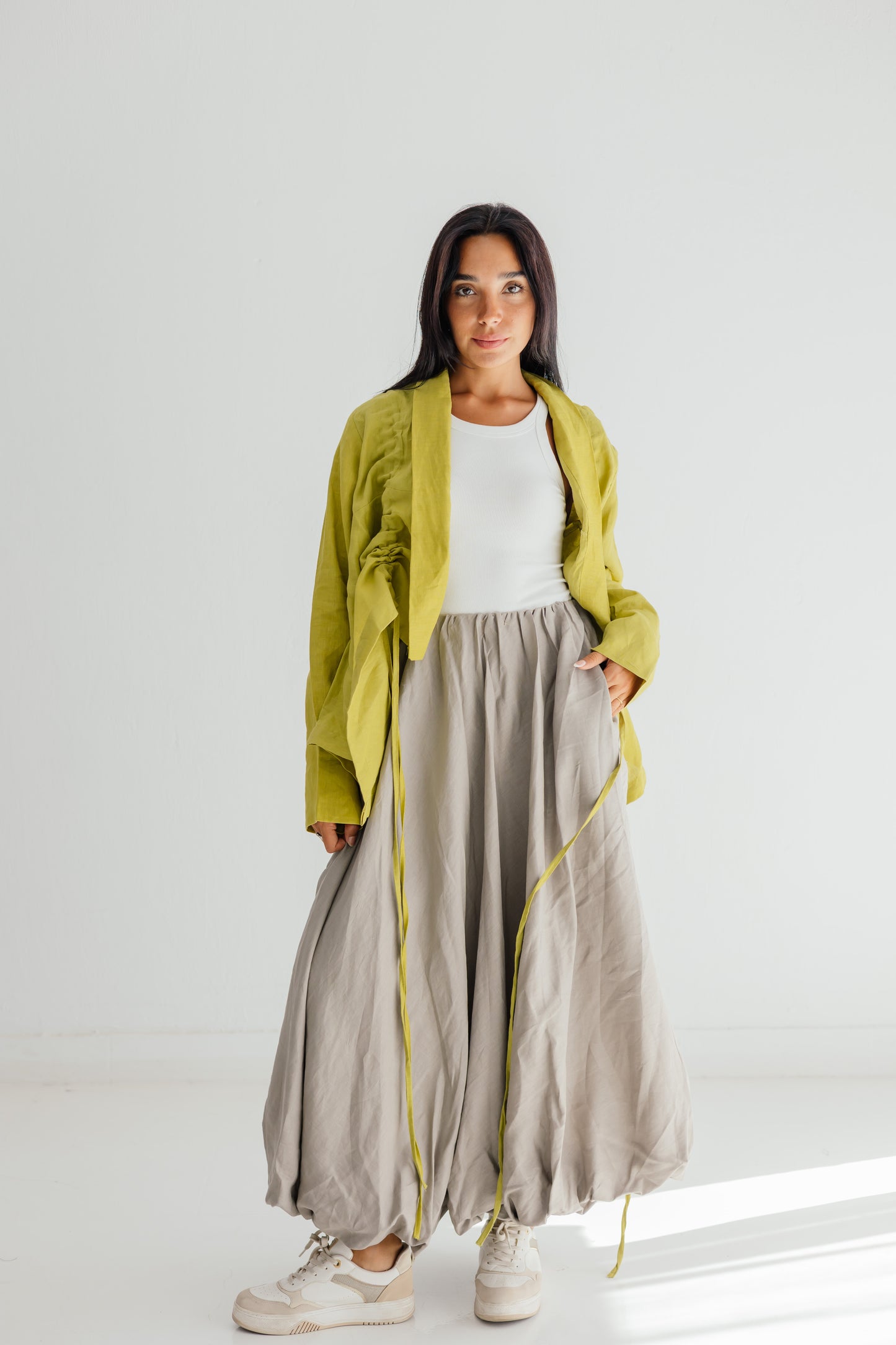 Elastic Kimono In Lime-green