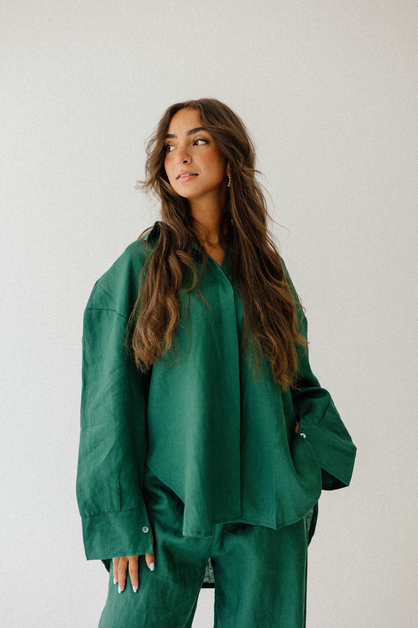 Daily Linen Shirt In Dark-green