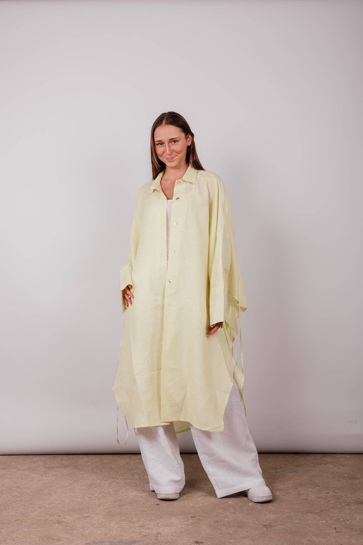 Long Fringes Shirt In Butter-lemon