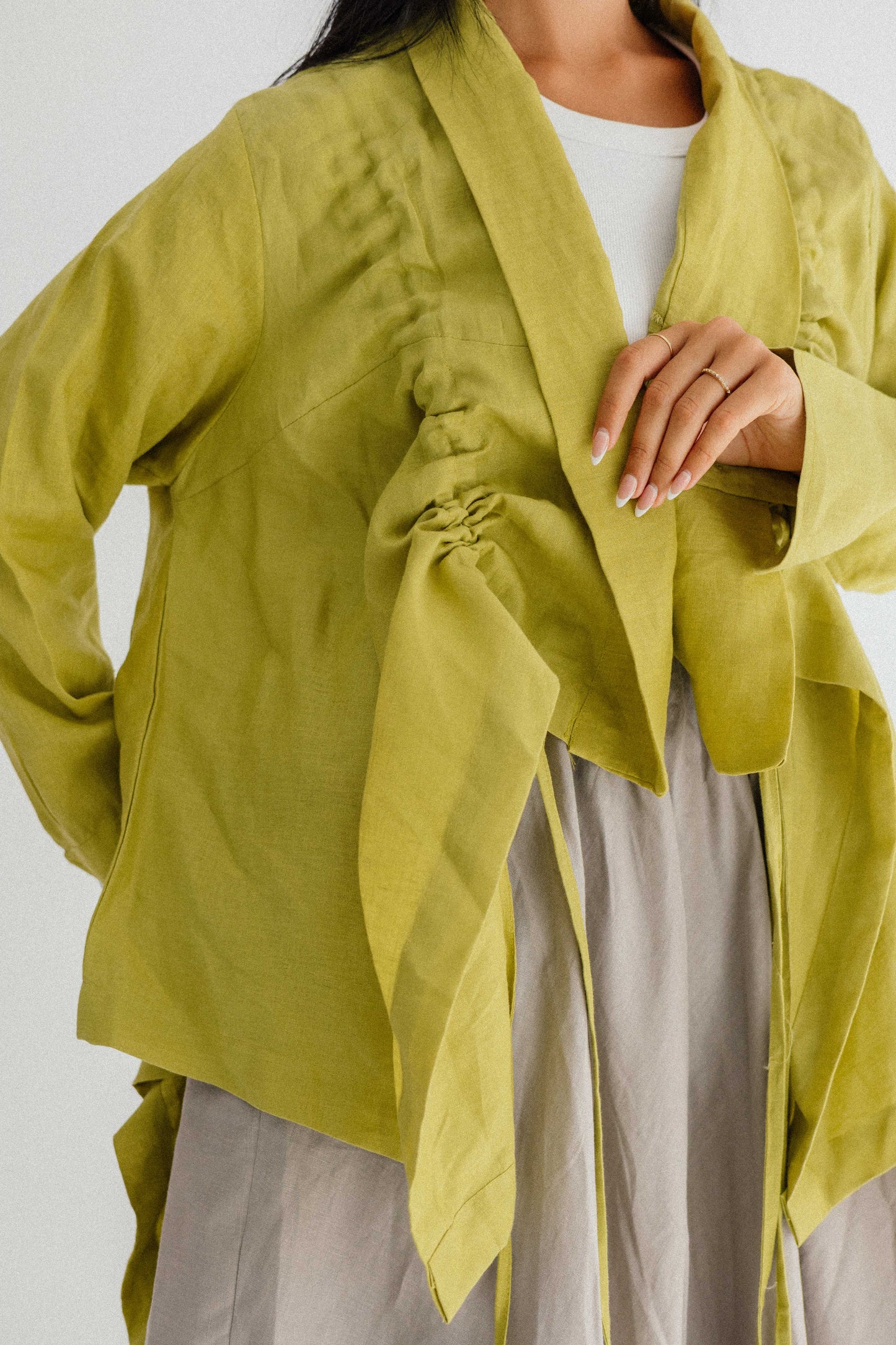 Elastic Kimono In Lime-green