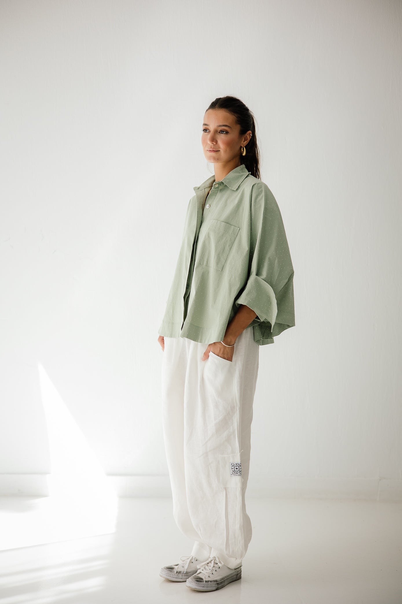 Studding Butterfly Shirt In Mint