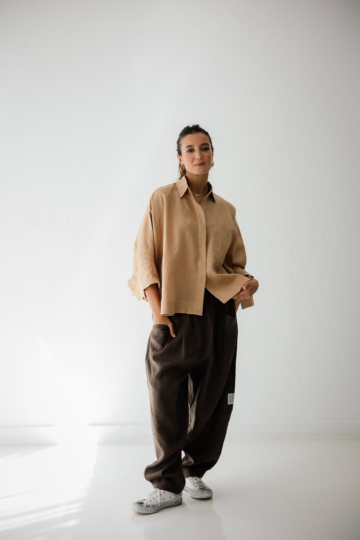 Butterfly Shirt In Light Camel