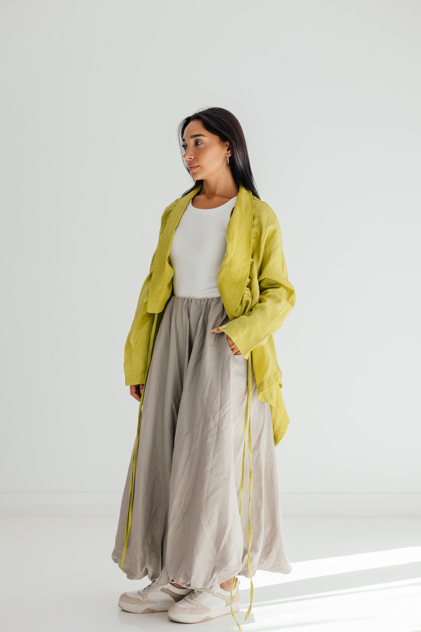 Elastic Kimono In Lime-green