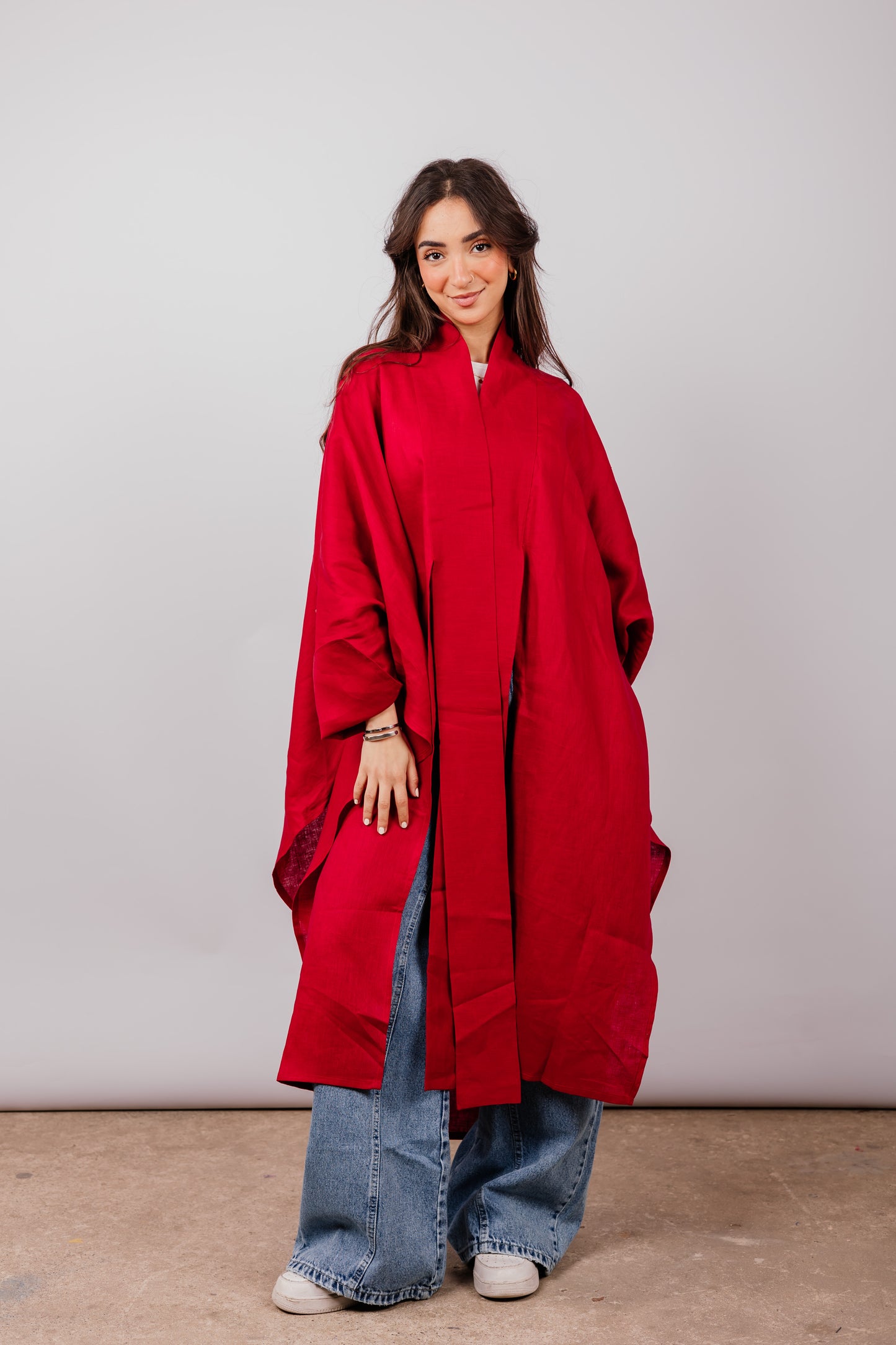 Double Collar Kimono In Red