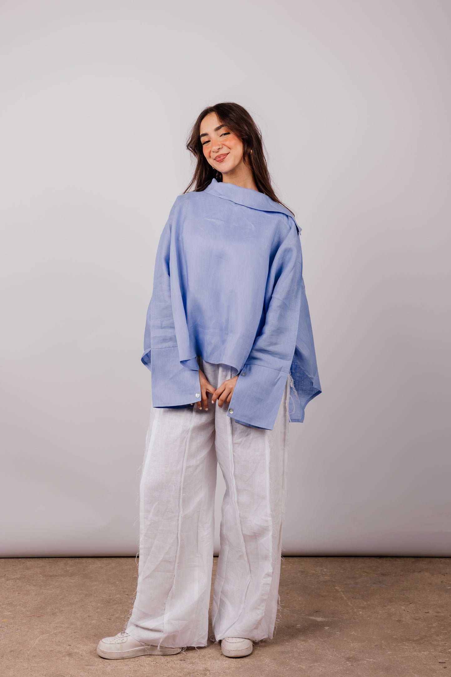 Collar Top In Blue