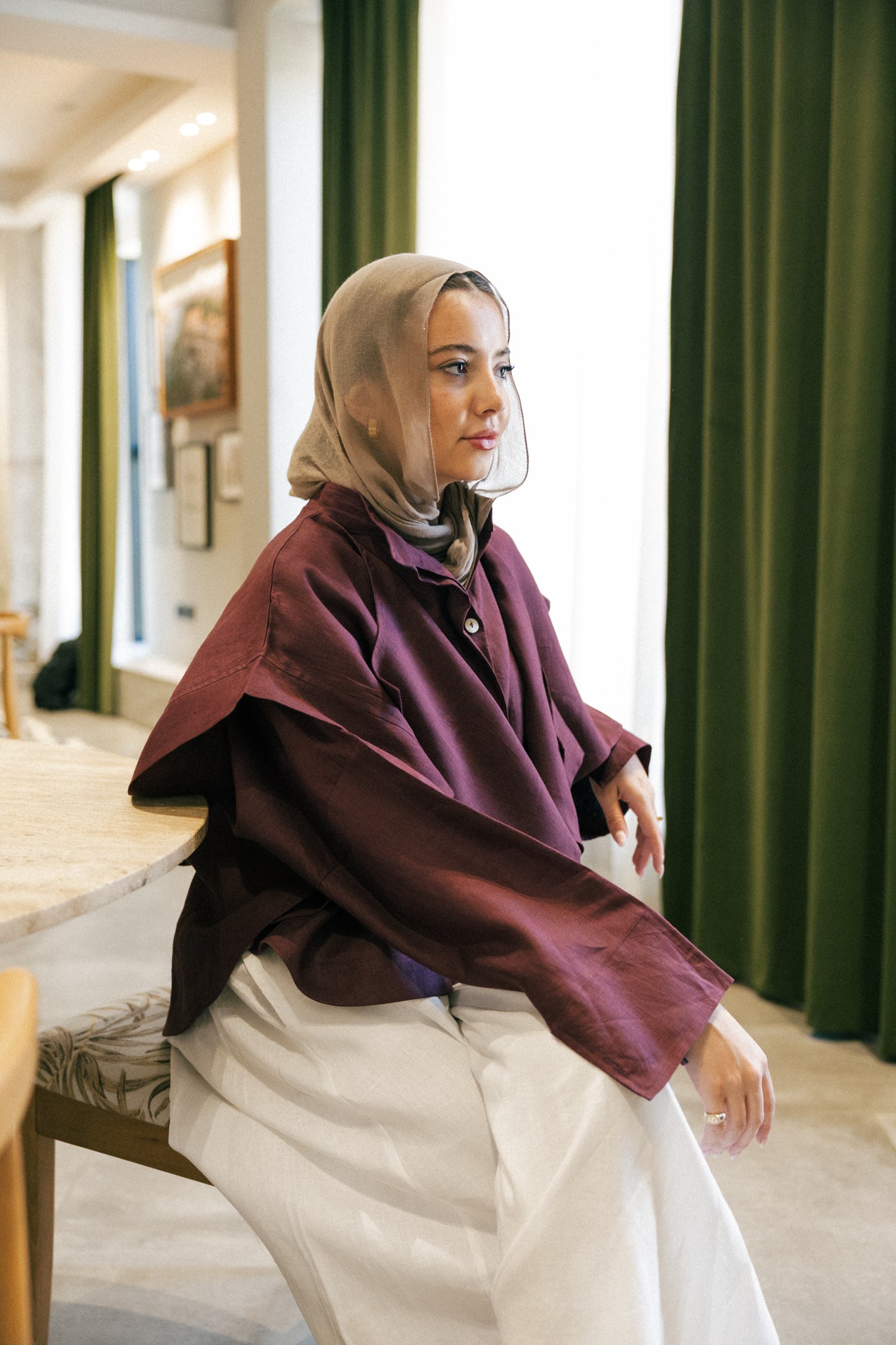 Layered shirt In burgandy
