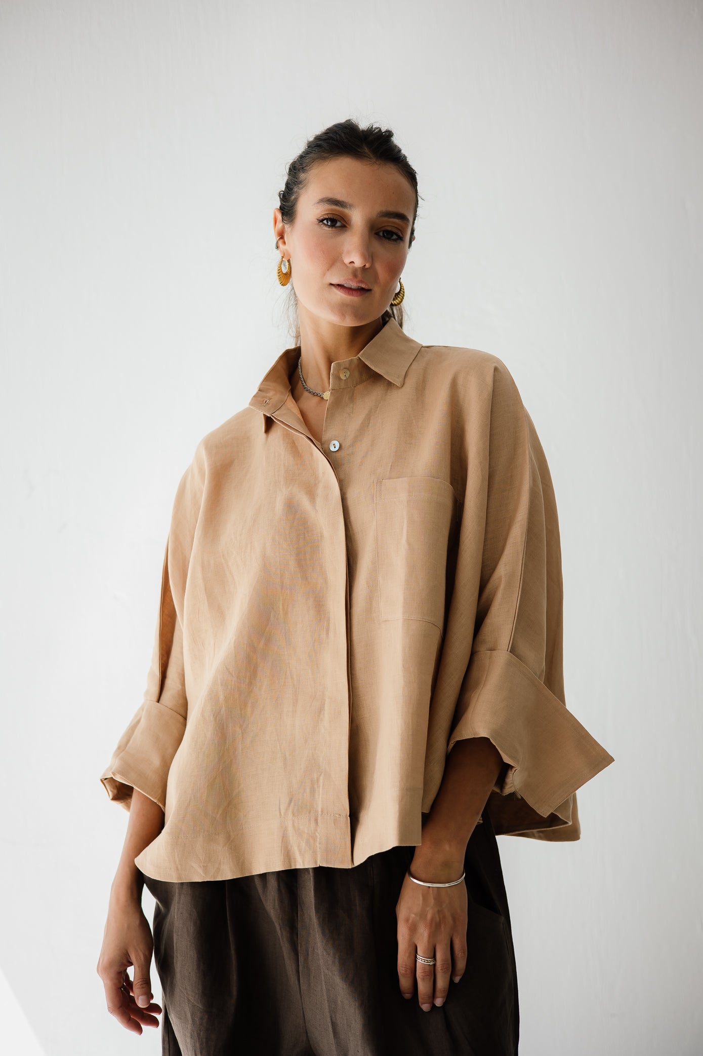 Butterfly Shirt In Light Camel