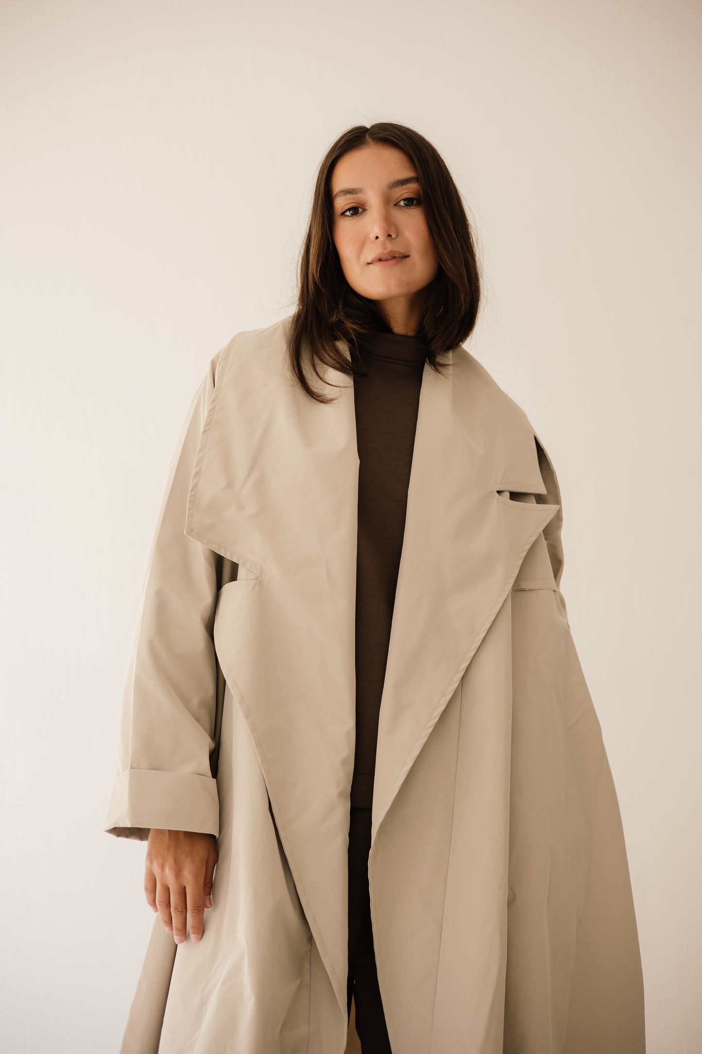 High-Low Trench Coat In Cafe