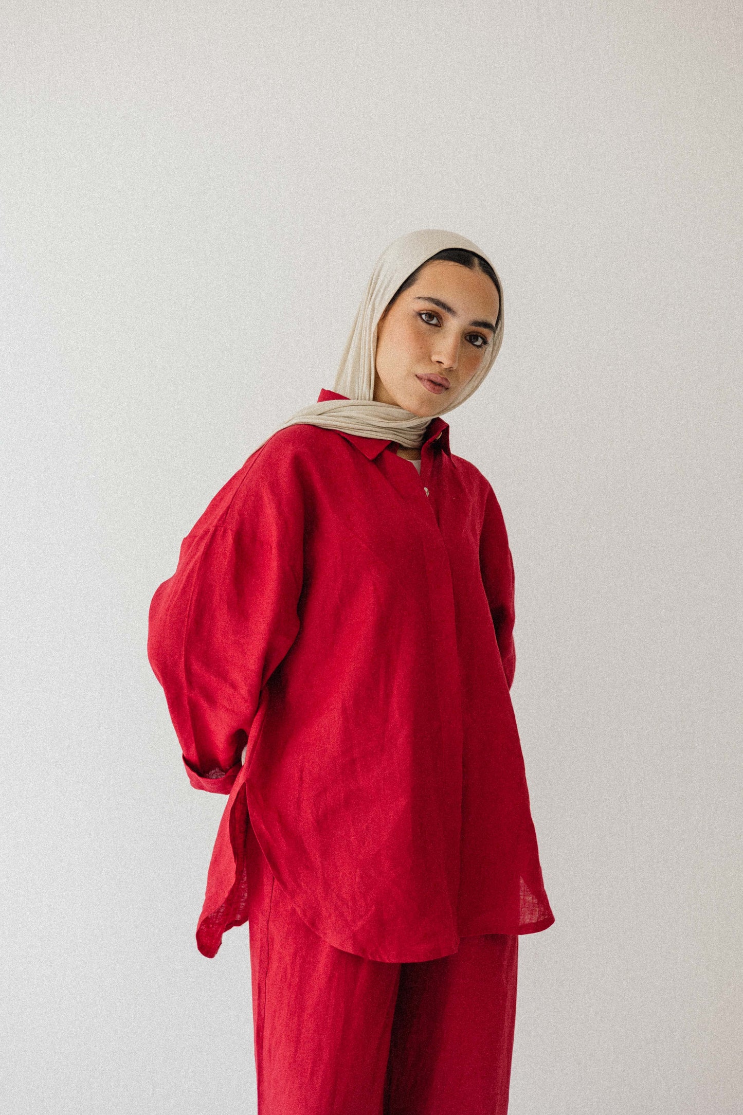 Daily Linen Shirt In Red