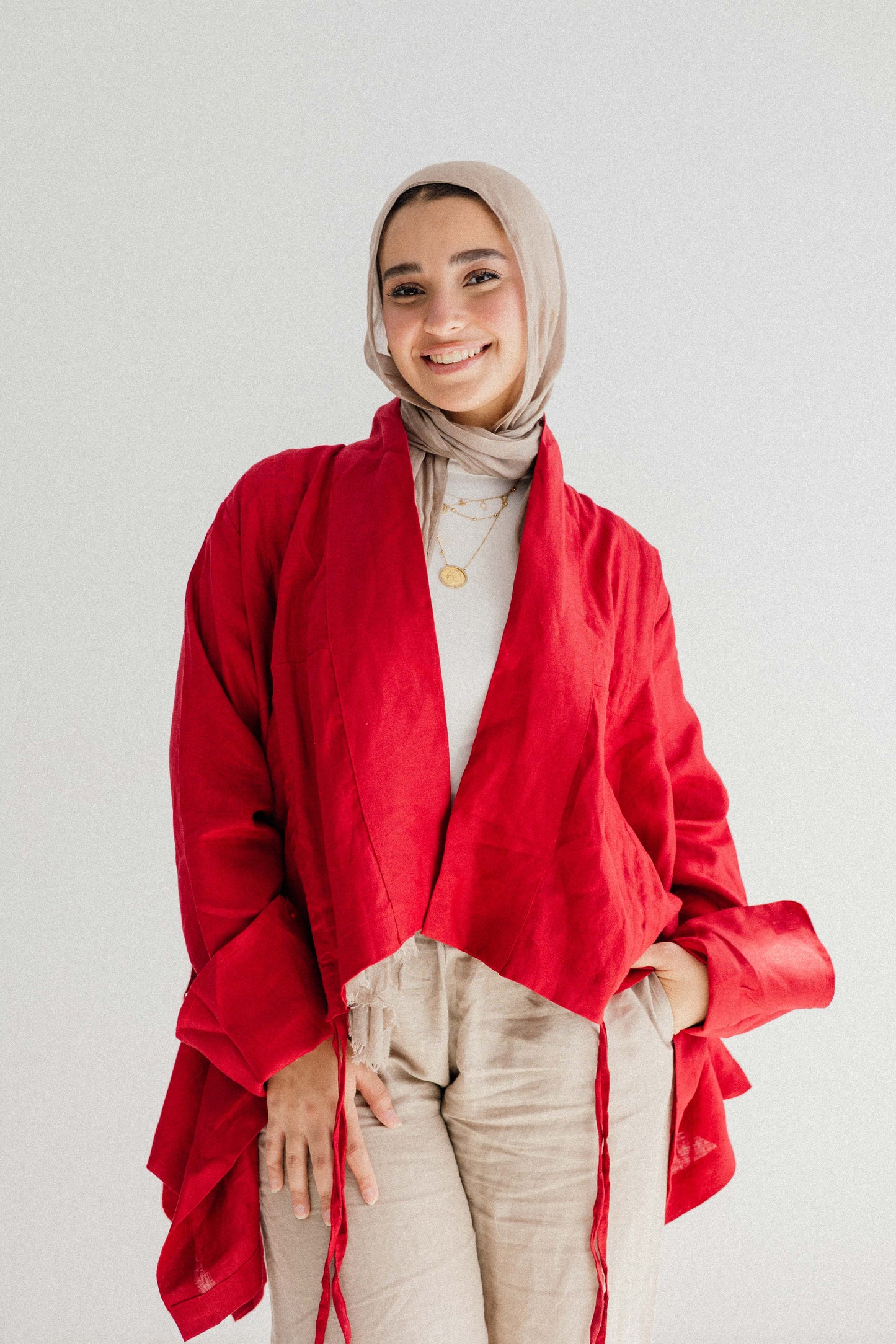 Elastic Kimono In Red