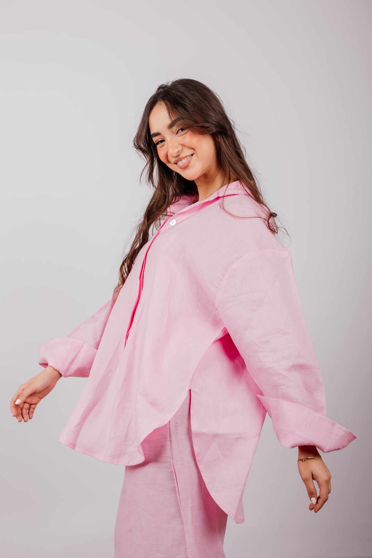 Daily Linen Shirt In Pink