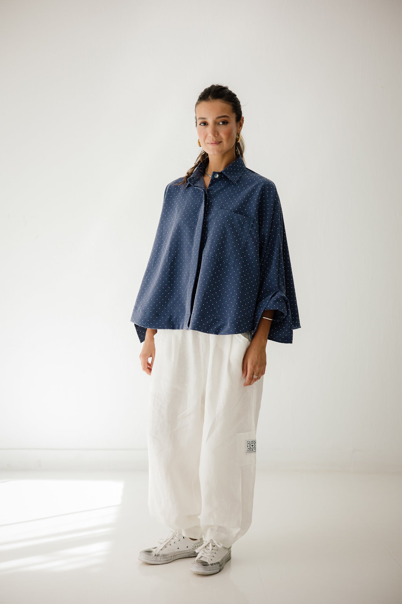 Studding Butterfly Shirt In Dark-blue
